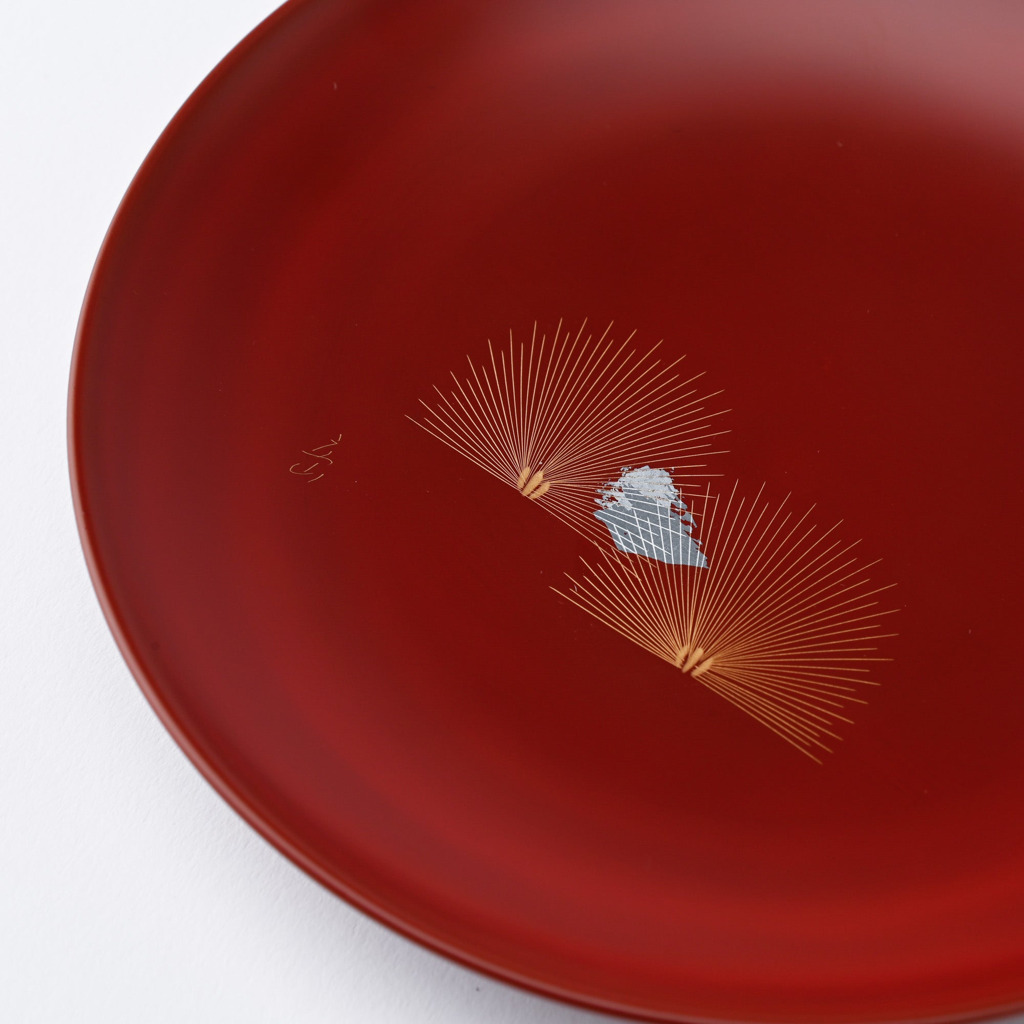 Ritsuzan Tomita Pine Echizen Lacquerware Red Side Plate Set - MUSUBI KILN - Quality Japanese Tableware and Gift