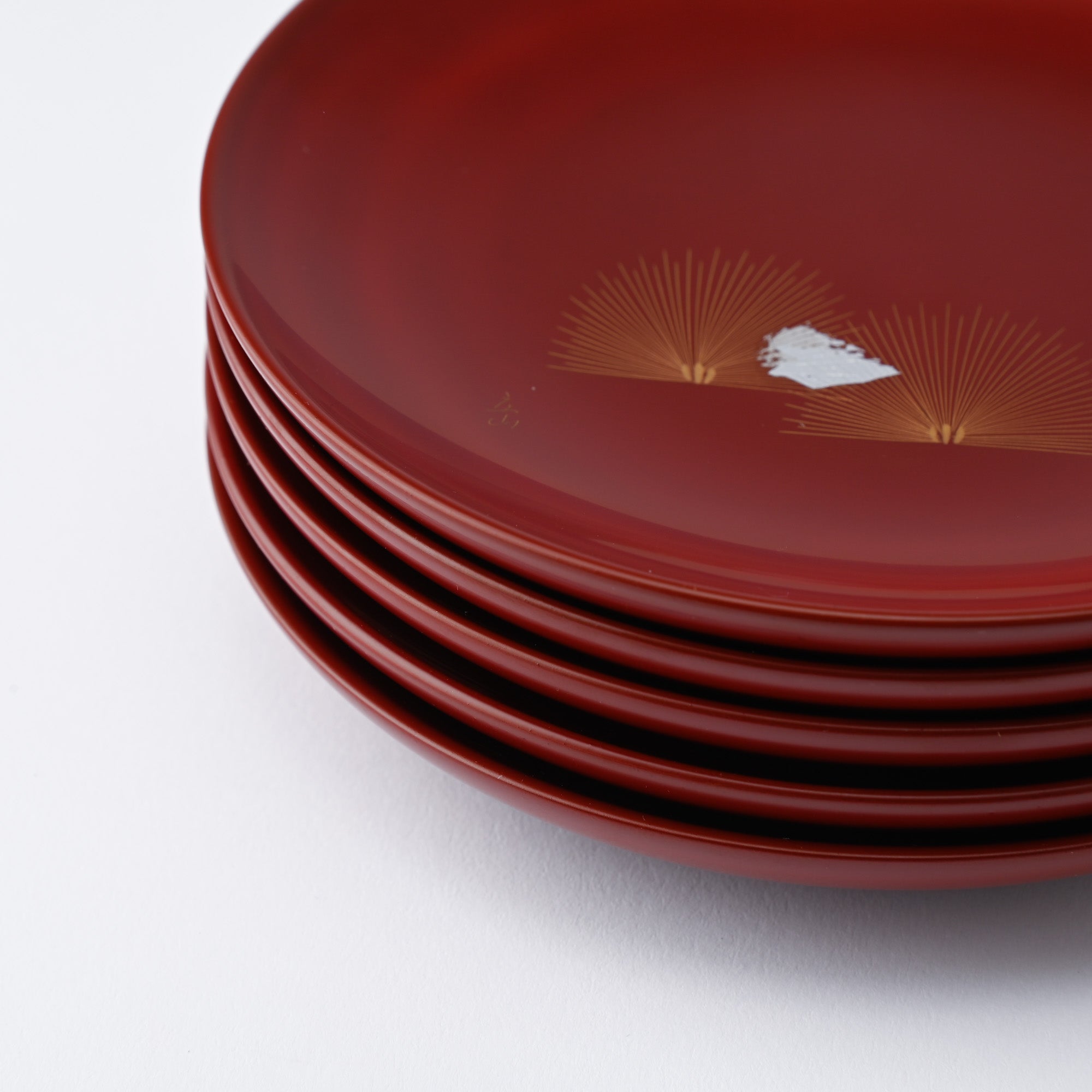 Ritsuzan Tomita Pine Echizen Lacquerware Red Side Plate Set - MUSUBI KILN - Quality Japanese Tableware and Gift