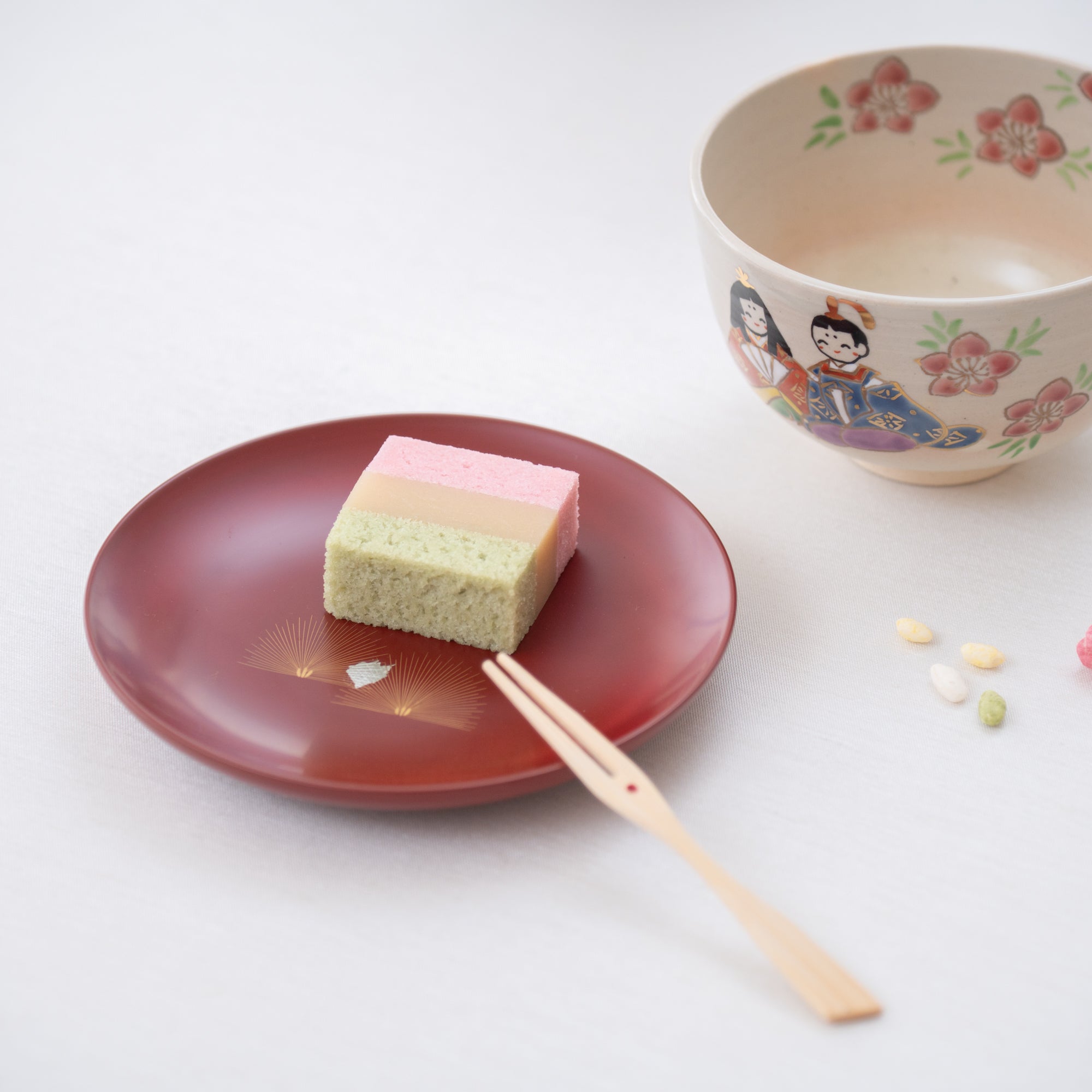 Ritsuzan Tomita Pine Echizen Lacquerware Red Side Plate Set - MUSUBI KILN - Quality Japanese Tableware and Gift