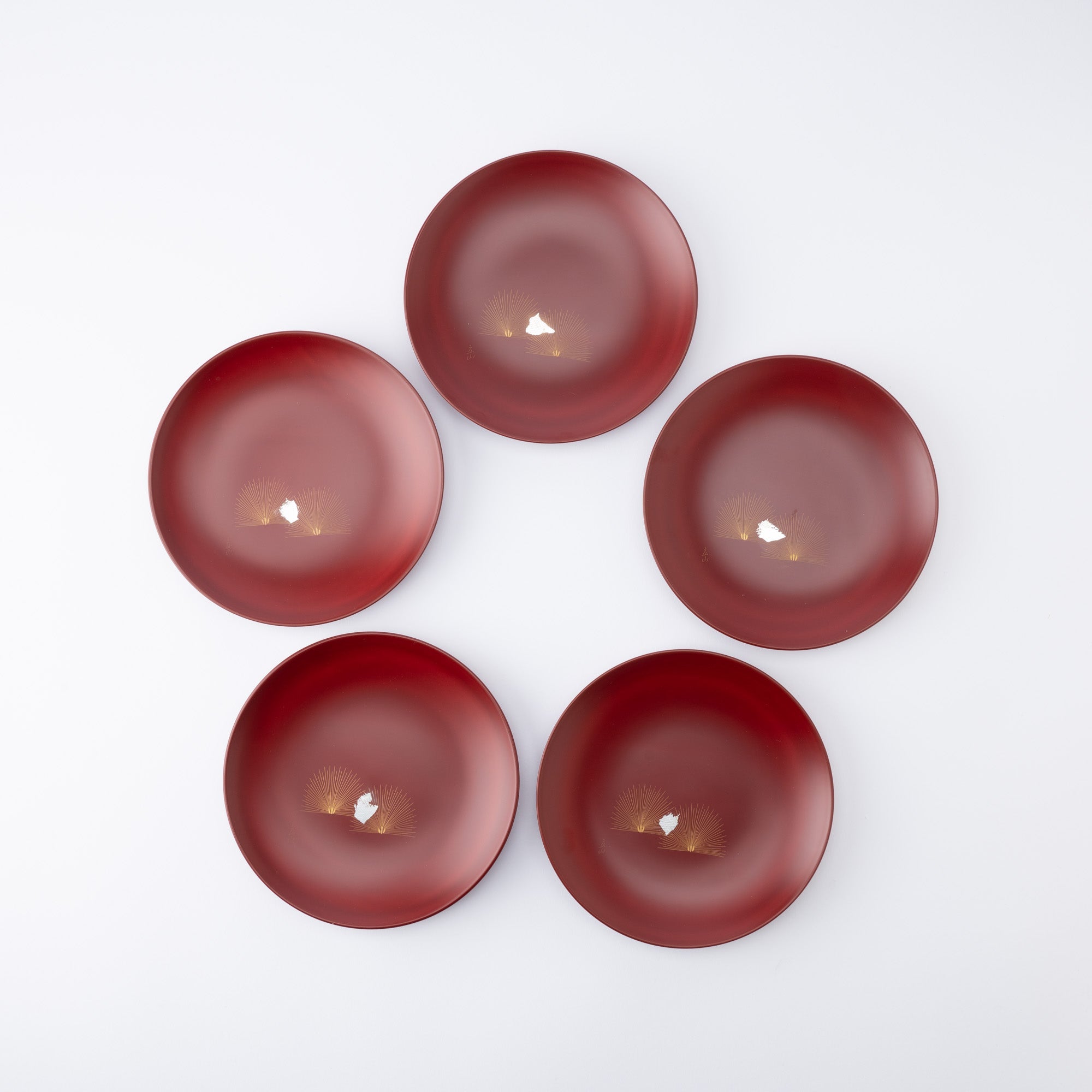 Ritsuzan Tomita Pine Echizen Lacquerware Red Side Plate Set - MUSUBI KILN - Quality Japanese Tableware and Gift