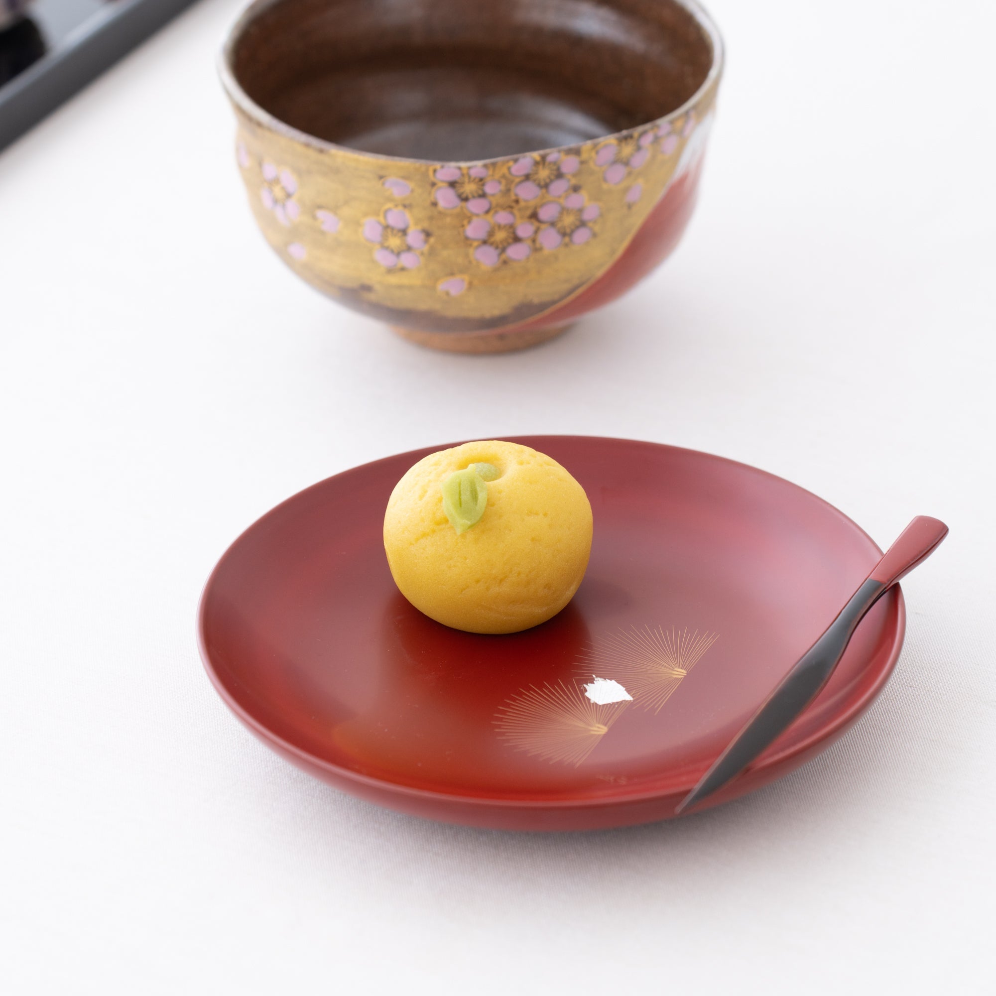 Ritsuzan Tomita Pine Echizen Lacquerware Red Side Plate Set - MUSUBI KILN - Quality Japanese Tableware and Gift