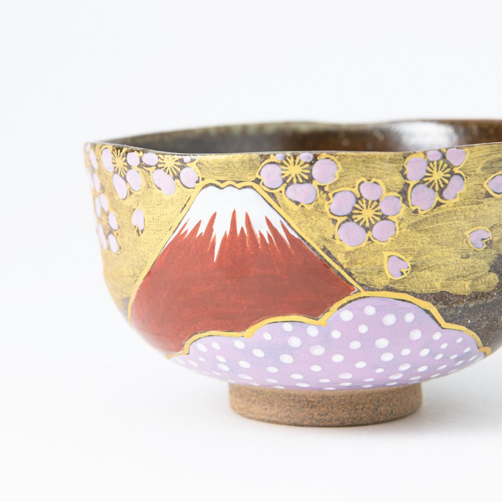 Sakura and Mt.Fuji Kutani Matcha Bowl Chawan - MUSUBI KILN - Quality Japanese Tableware and Gift
