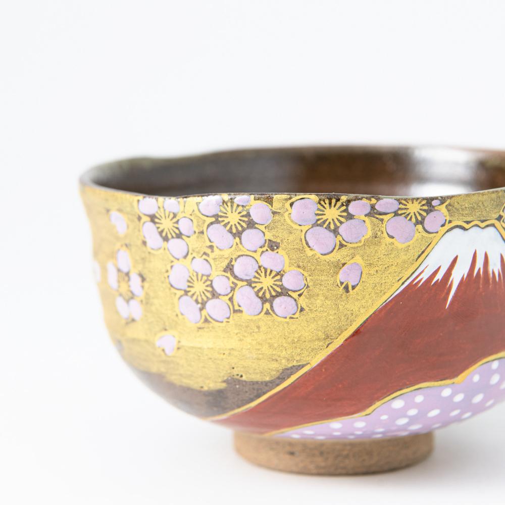 Sakura and Mt.Fuji Kutani Matcha Bowl Chawan - MUSUBI KILN - Quality Japanese Tableware and Gift