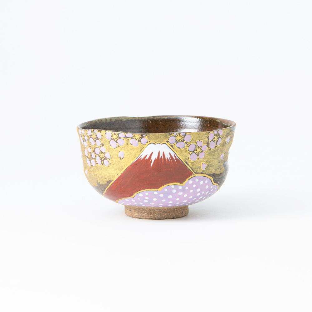 Sakura and Mt.Fuji Kutani Matcha Bowl Chawan - MUSUBI KILN - Quality Japanese Tableware and Gift