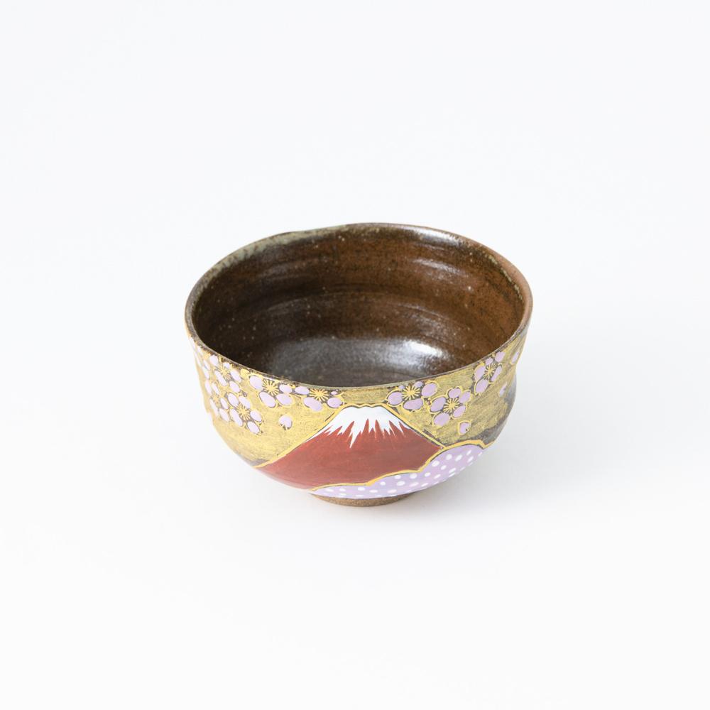 Sakura and Mt.Fuji Kutani Matcha Bowl Chawan - MUSUBI KILN - Quality Japanese Tableware and Gift
