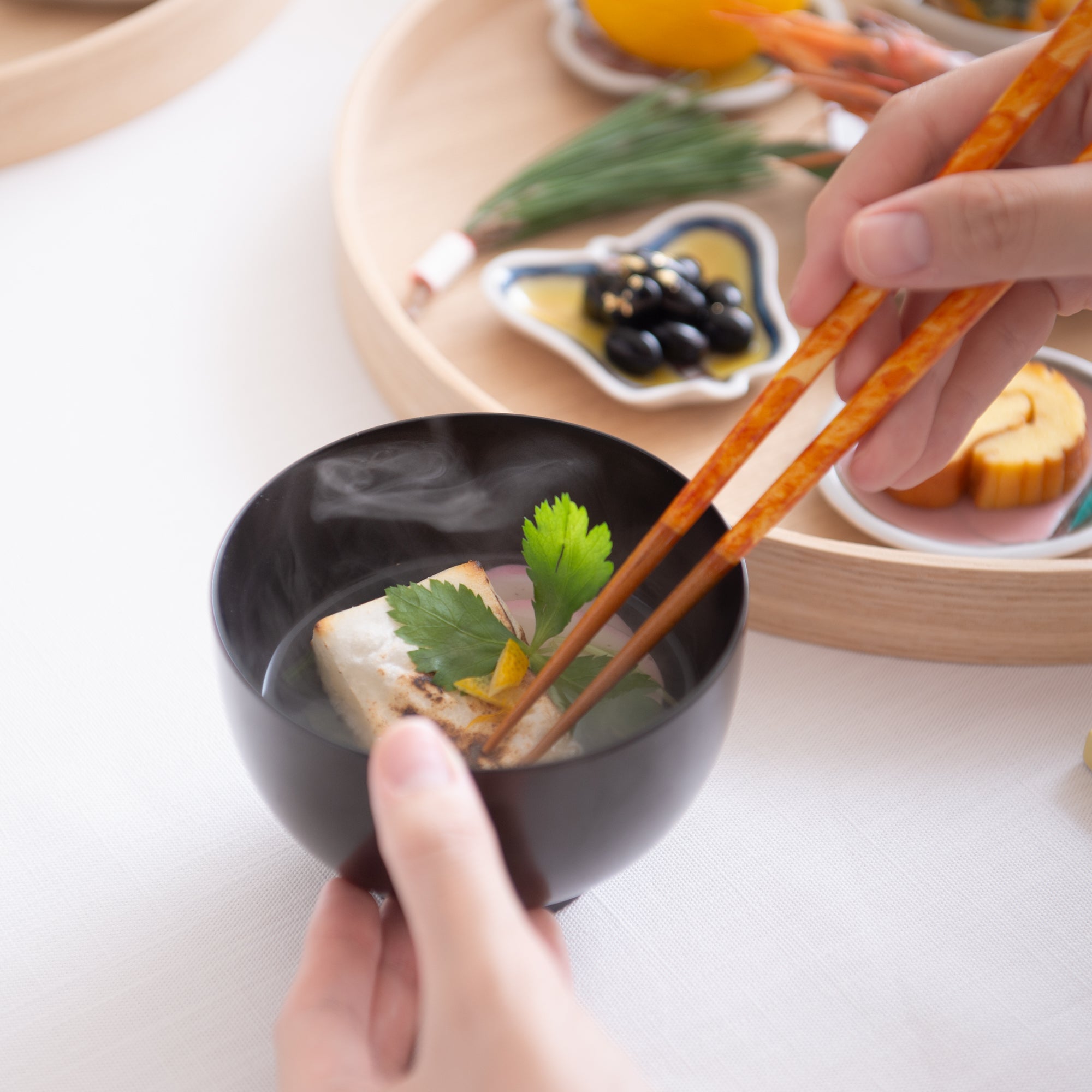 Sakura Tree Yamanaka Lacquerware Miso Soup Bowl - MUSUBI KILN - Quality Japanese Tableware and Gift