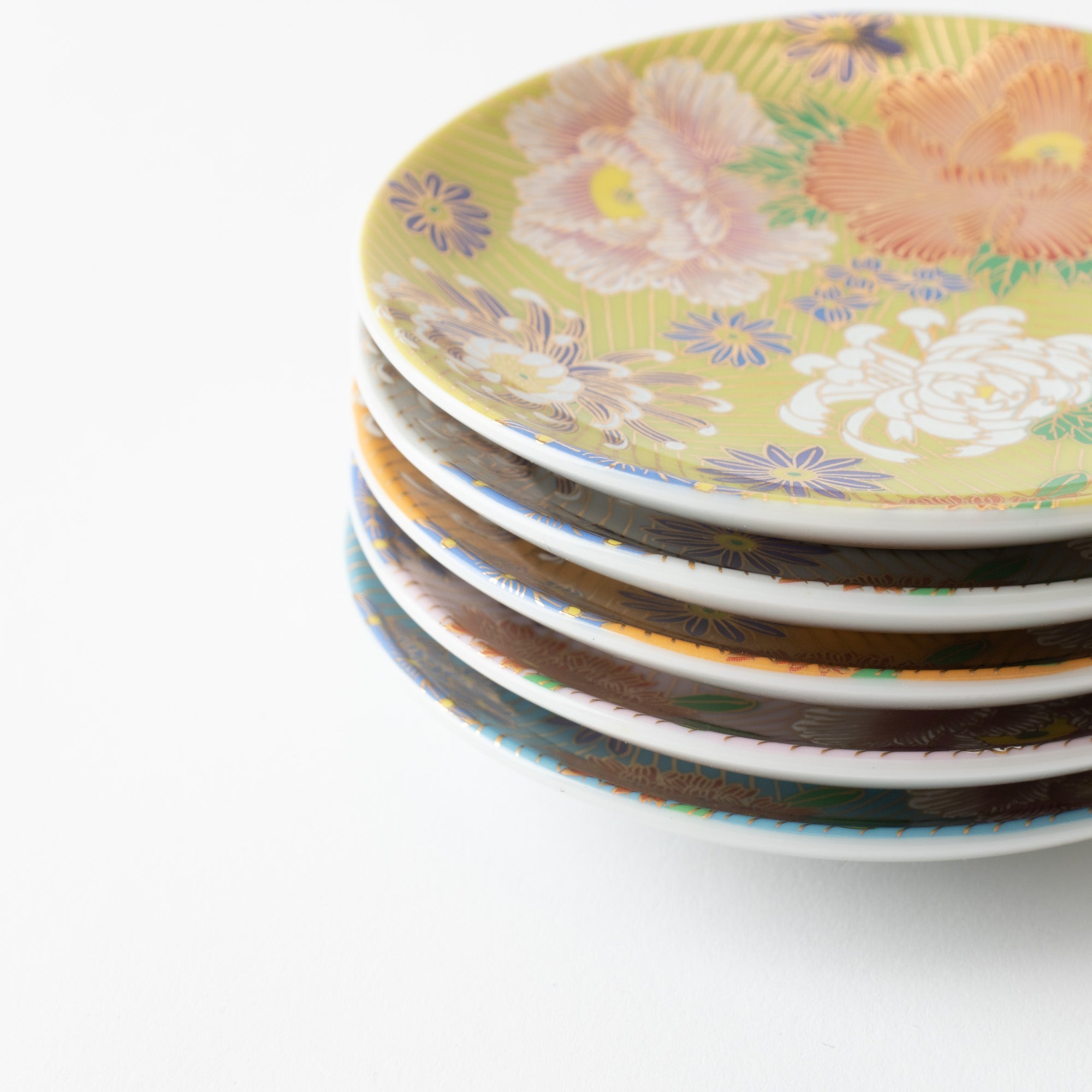 Seiju Kiln Golden Hanazume Kutani Sauce Plate Set - MUSUBI KILN - Quality Japanese Tableware and Gift