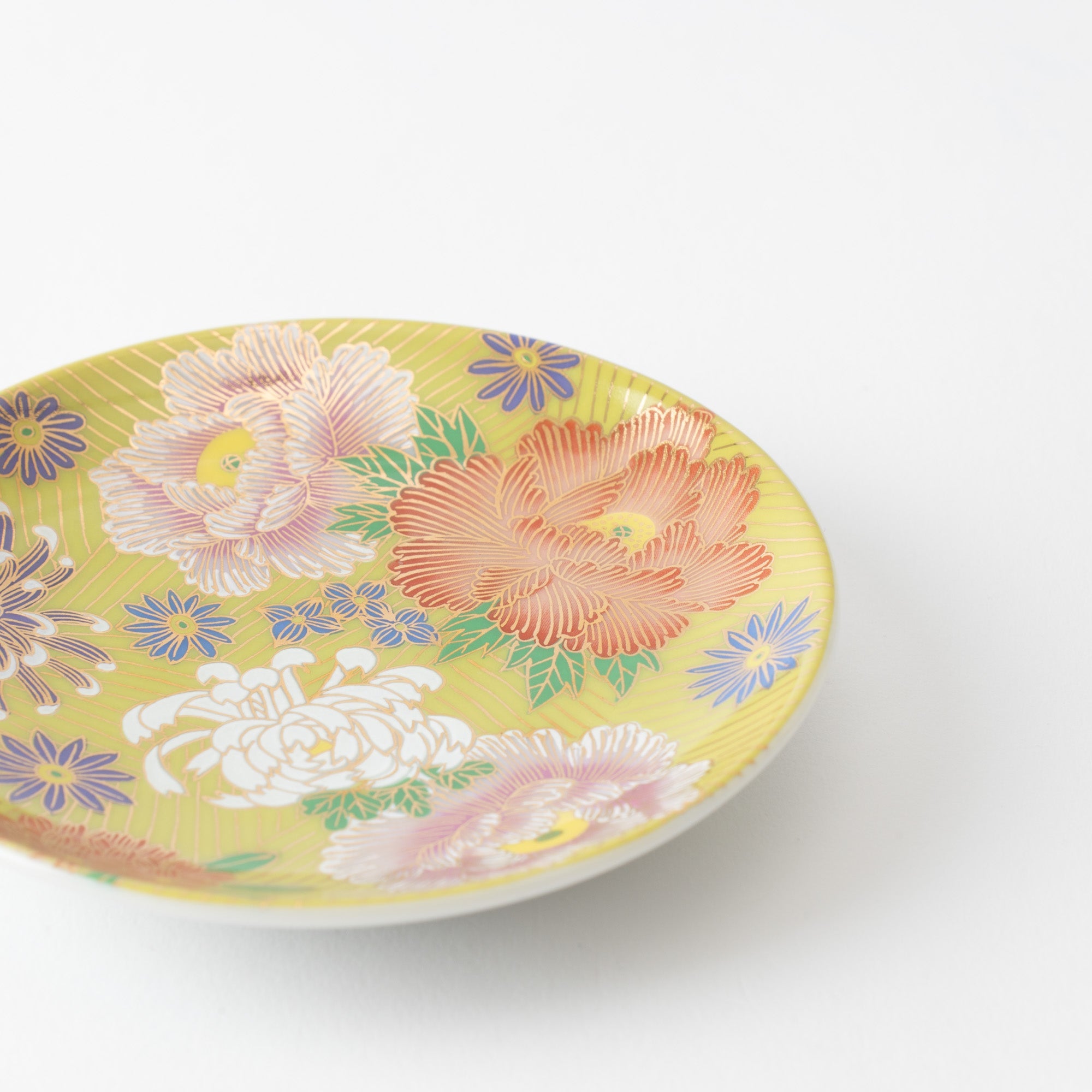 Seiju Kiln Golden Hanazume Kutani Sauce Plate Set - MUSUBI KILN - Quality Japanese Tableware and Gift