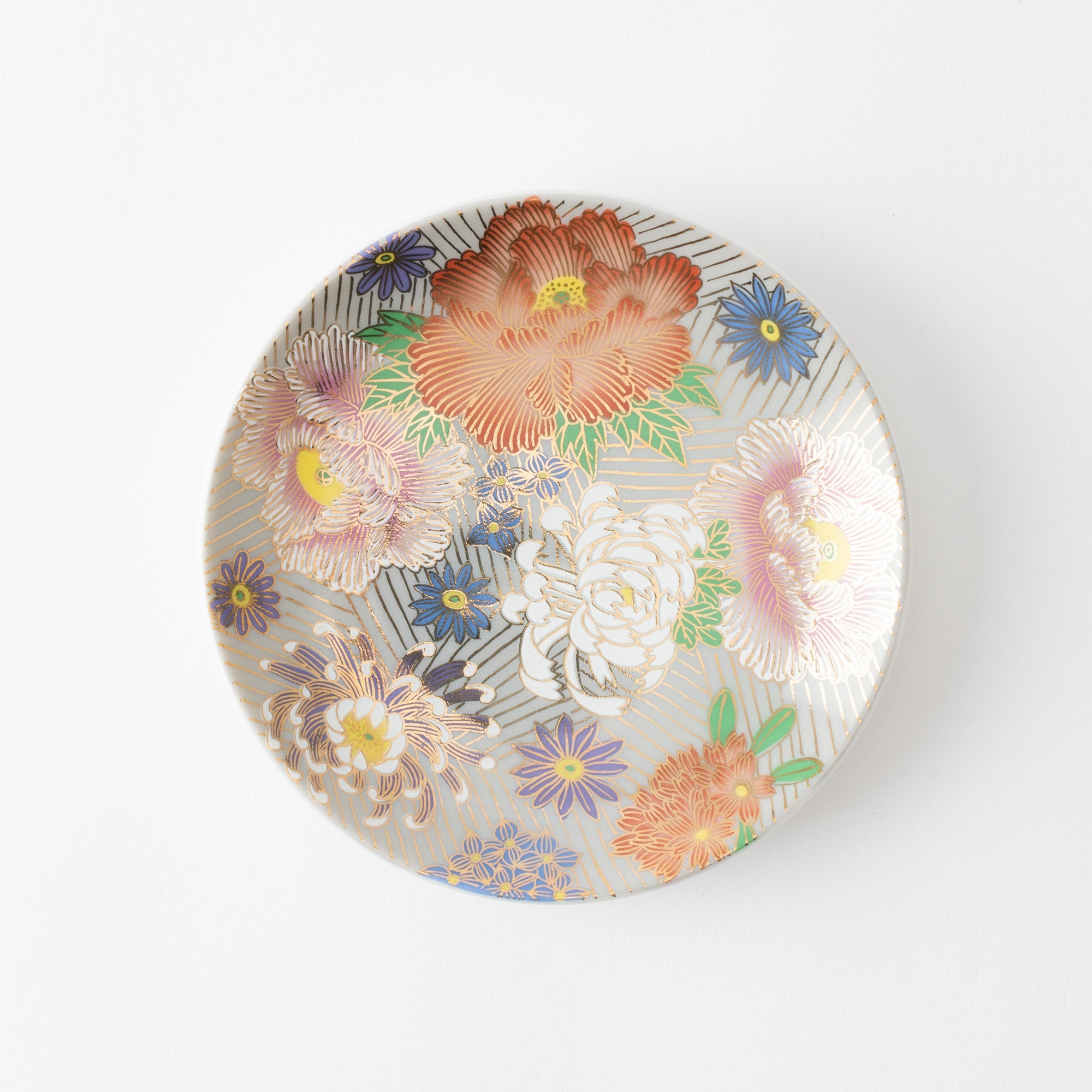 Seiju Kiln Golden Hanazume Kutani Sauce Plate Set - MUSUBI KILN - Quality Japanese Tableware and Gift