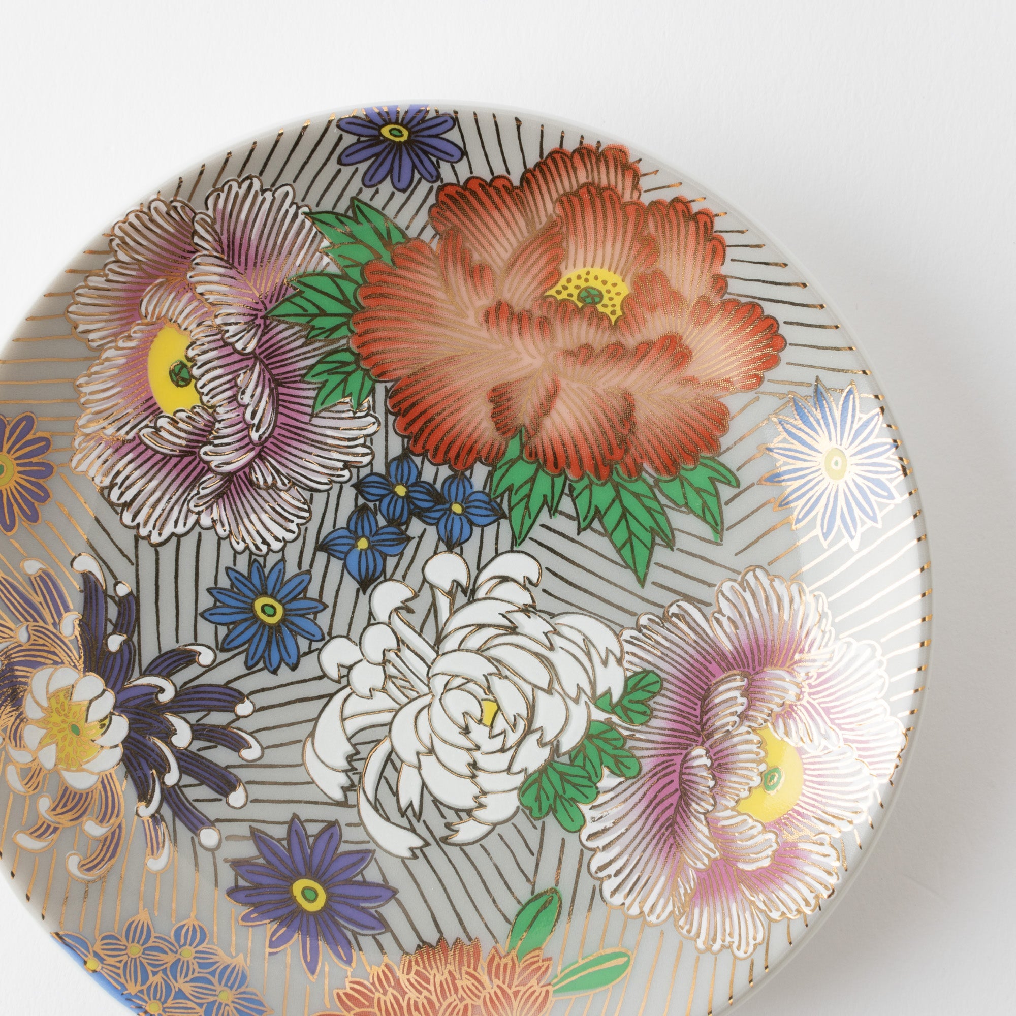 Seiju Kiln Golden Hanazume Kutani Sauce Plate Set - MUSUBI KILN - Quality Japanese Tableware and Gift