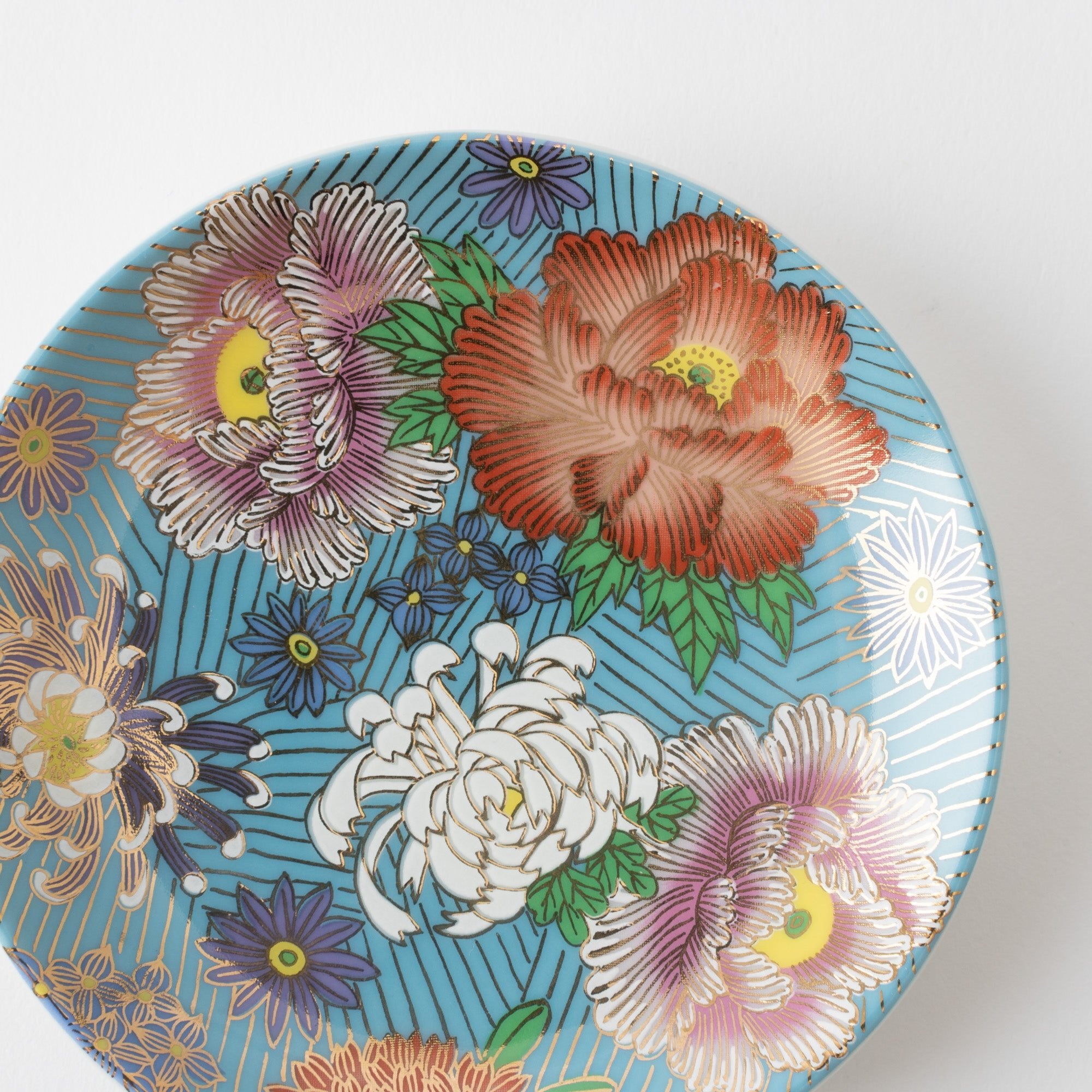 Seiju Kiln Golden Hanazume Kutani Sauce Plate Set - MUSUBI KILN - Quality Japanese Tableware and Gift