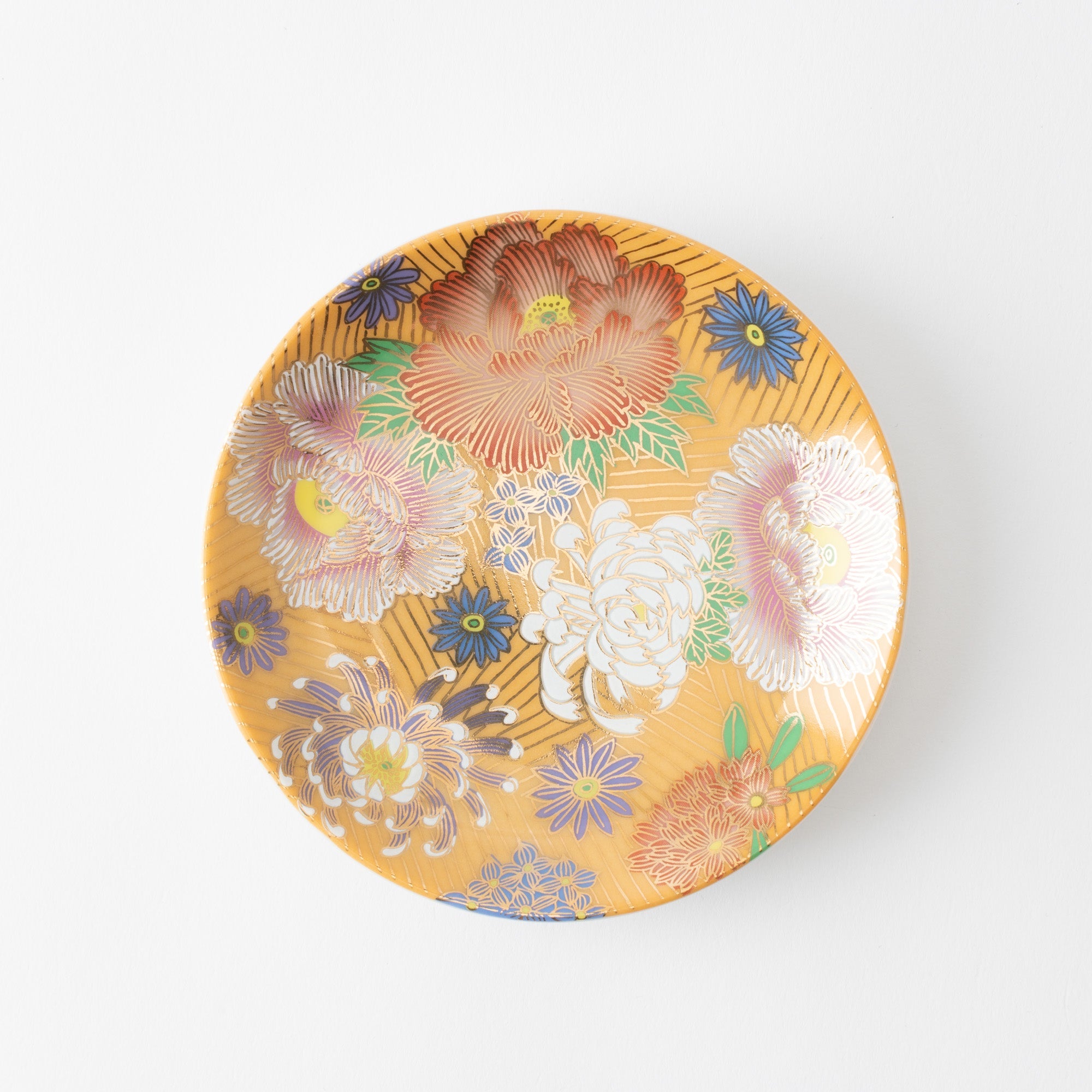 Seiju Kiln Golden Hanazume Kutani Sauce Plate Set - MUSUBI KILN - Quality Japanese Tableware and Gift
