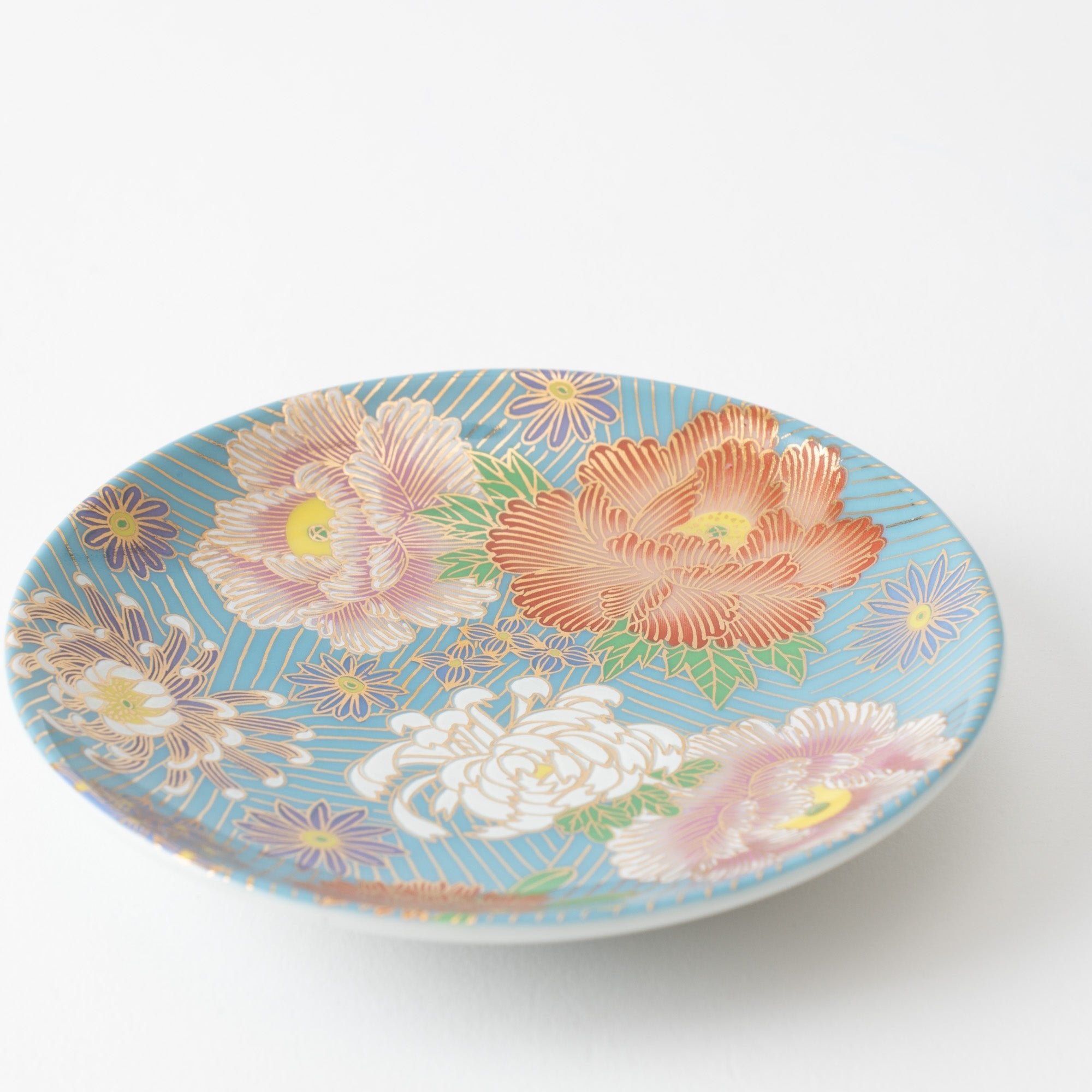 Seiju Kiln Golden Hanazume Kutani Sauce Plate Set - MUSUBI KILN - Quality Japanese Tableware and Gift