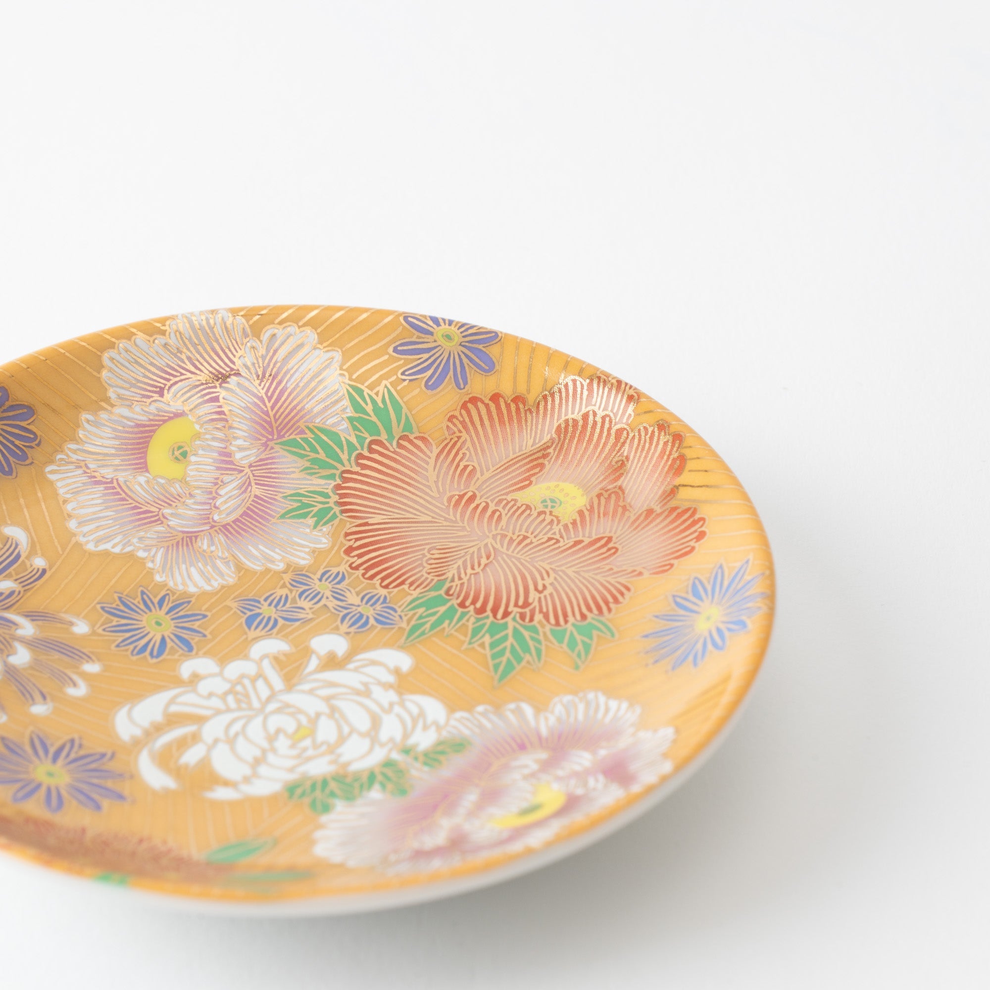 Seiju Kiln Golden Hanazume Kutani Sauce Plate Set - MUSUBI KILN - Quality Japanese Tableware and Gift