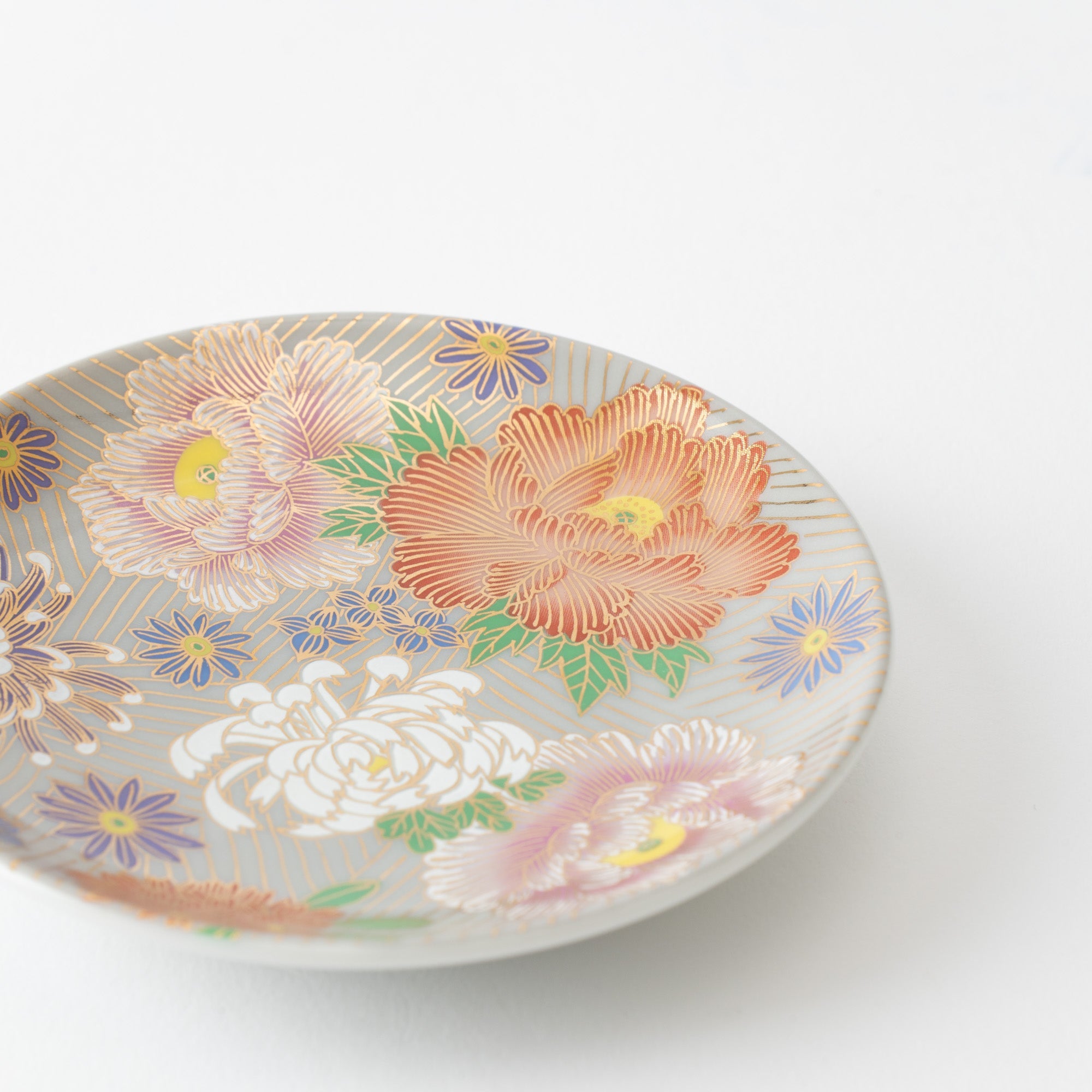 Seiju Kiln Golden Hanazume Kutani Sauce Plate Set - MUSUBI KILN - Quality Japanese Tableware and Gift