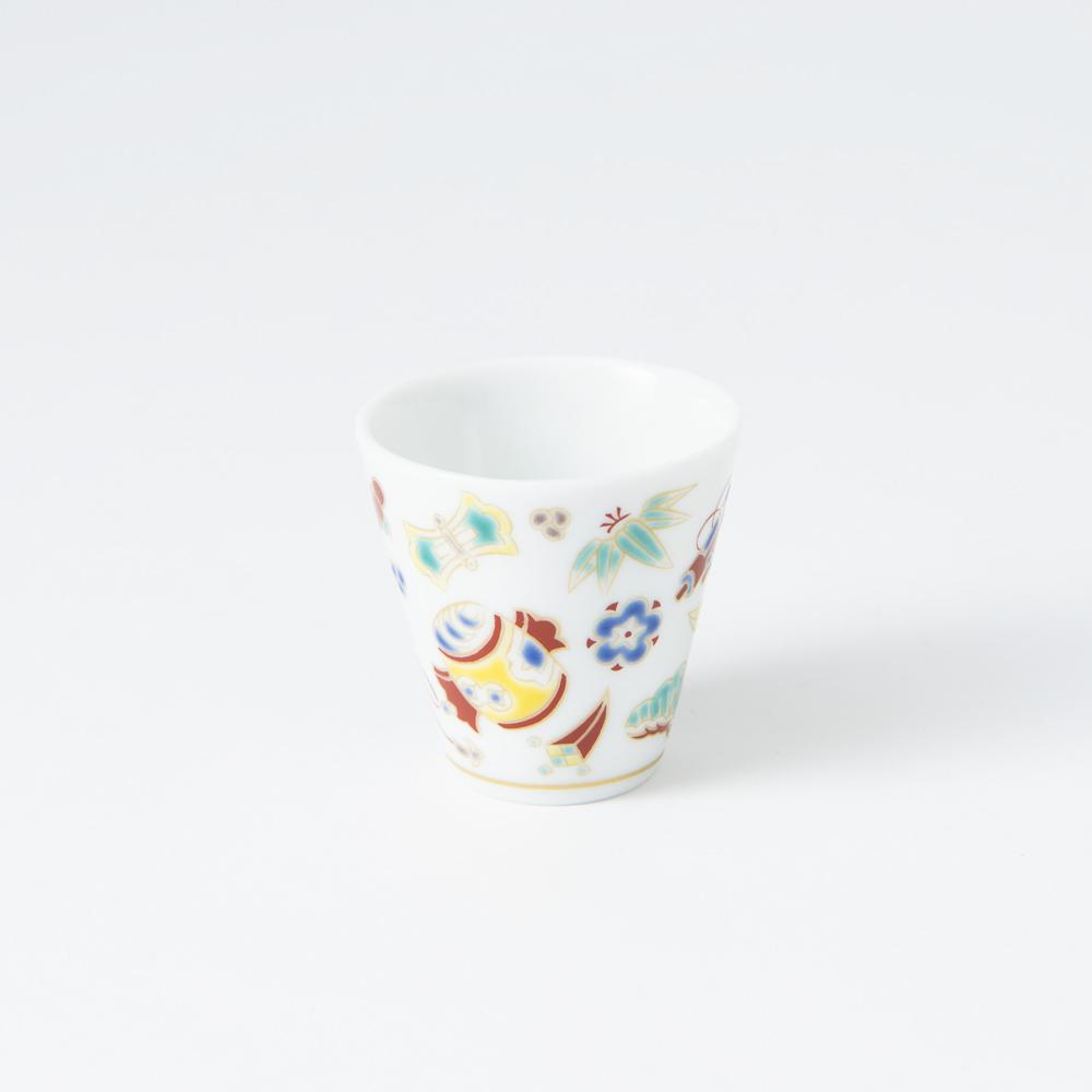 Seikou Kiln Auspicious Omens Kutani Ochoko Sake Cup - MUSUBI KILN - Quality Japanese Tableware and Gift