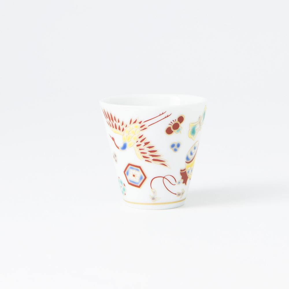 Seikou Kiln Auspicious Omens Kutani Ochoko Sake Cup - MUSUBI KILN - Quality Japanese Tableware and Gift