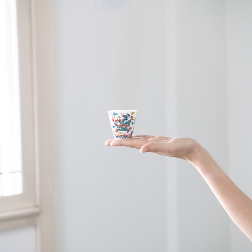 Seikou Kiln Banreki Dragon Kutani Ochoko Sake Cup - MUSUBI KILN - Quality Japanese Tableware and Gift