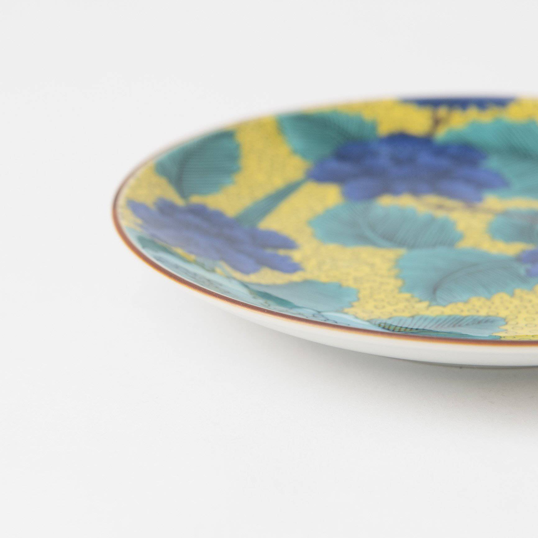 Seikou Kiln Blue Peony Kutani Round Plate - MUSUBI KILN - Quality Japanese Tableware and Gift