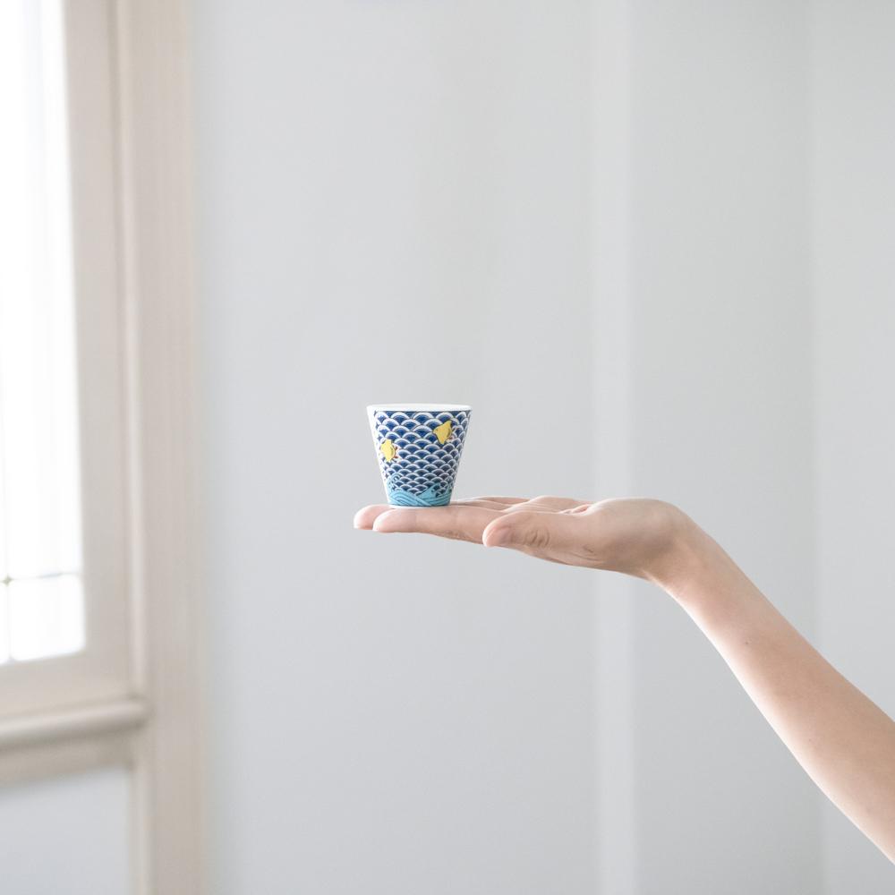 Seikou Kiln Chidori Kutani Ochoko Sake Cup - MUSUBI KILN - Quality Japanese Tableware and Gift