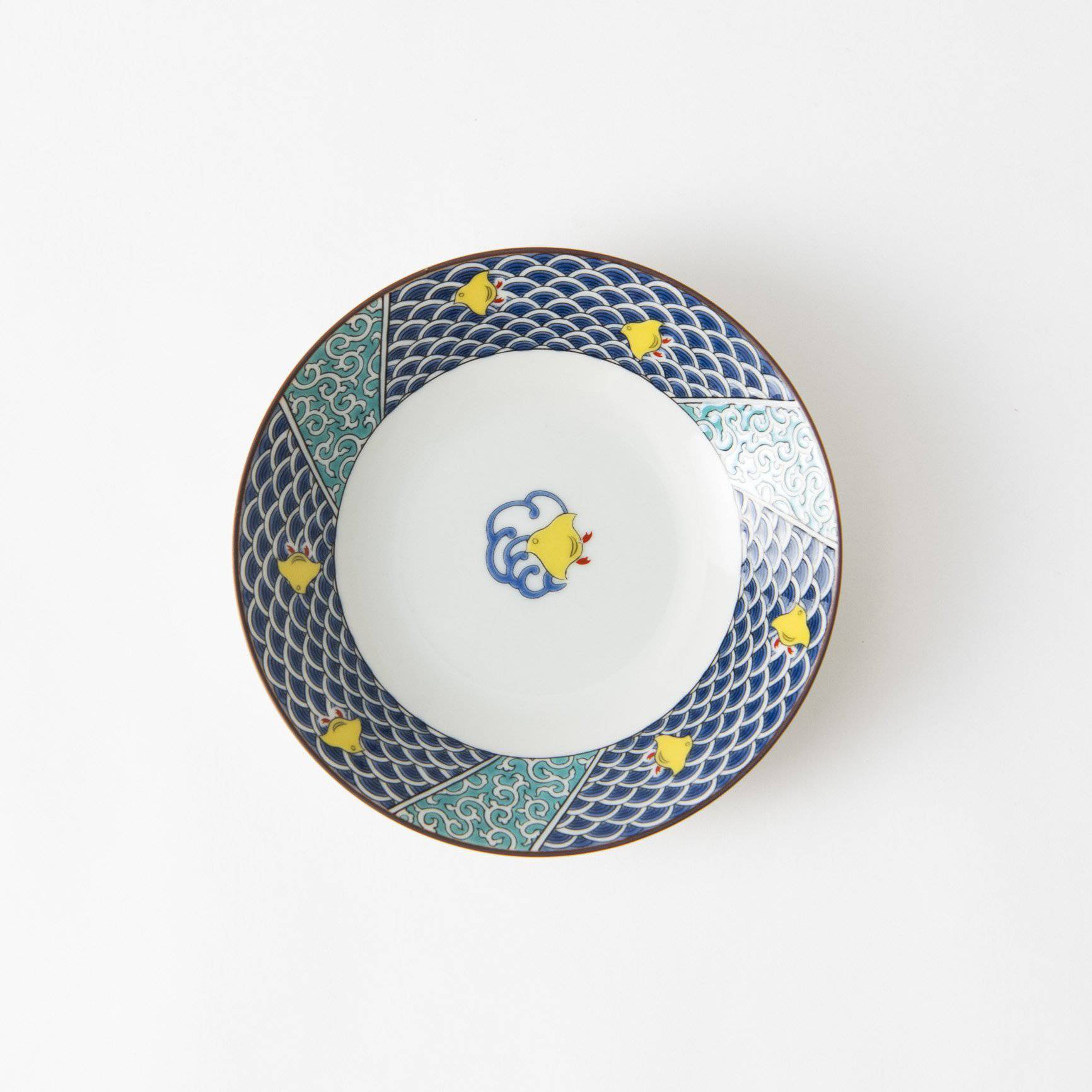 Seikou Kiln Chidori Kutani Round Plate - MUSUBI KILN - Quality Japanese Tableware and Gift