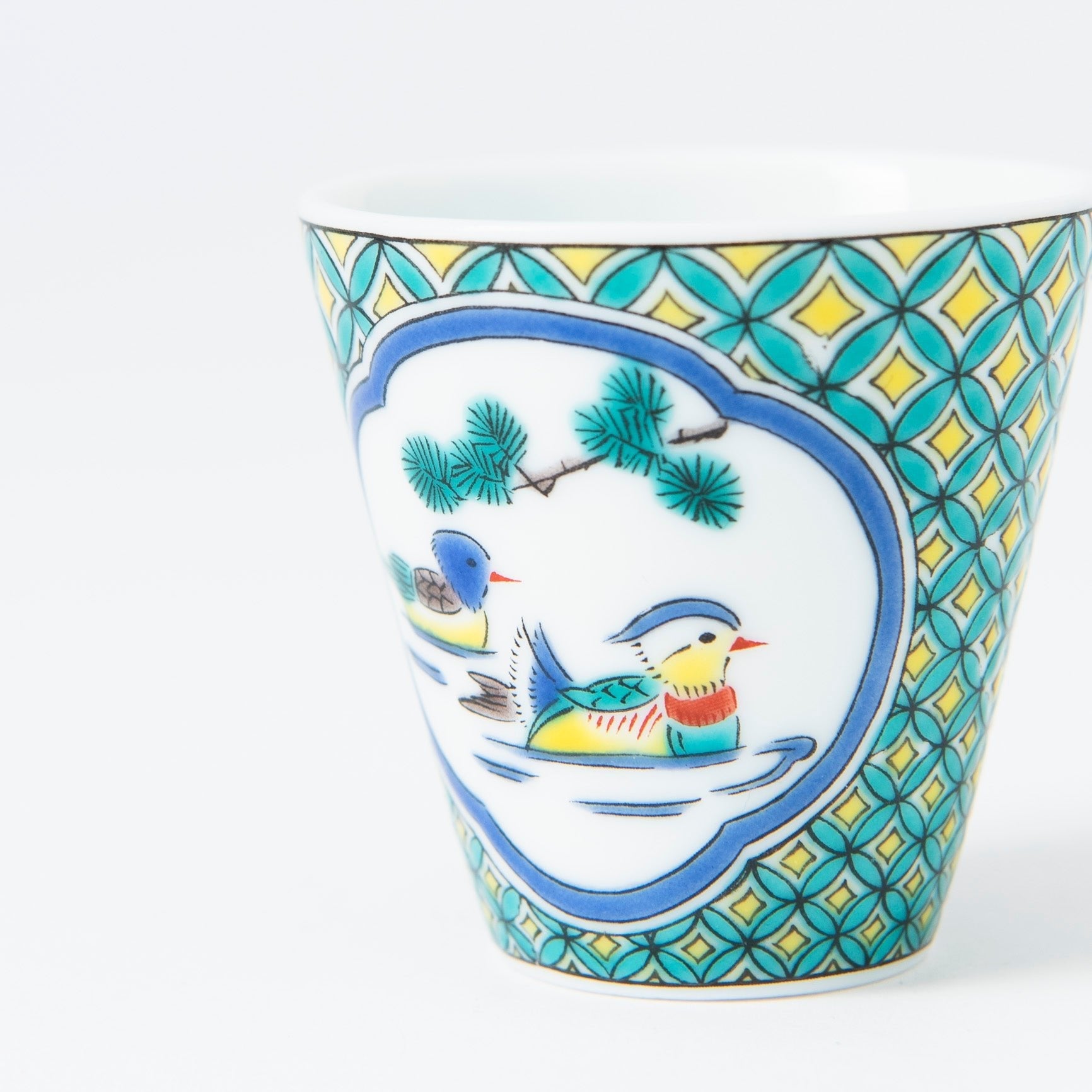 Seikou Kiln Ducks Kutani Ochoko Sake Cup - MUSUBI KILN - Quality Japanese Tableware and Gift