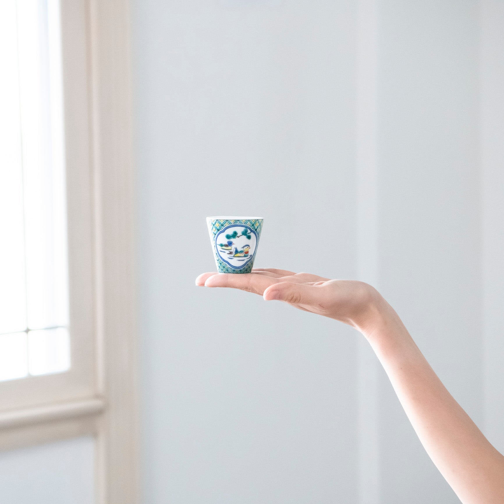 Seikou Kiln Ducks Kutani Ochoko Sake Cup - MUSUBI KILN - Quality Japanese Tableware and Gift