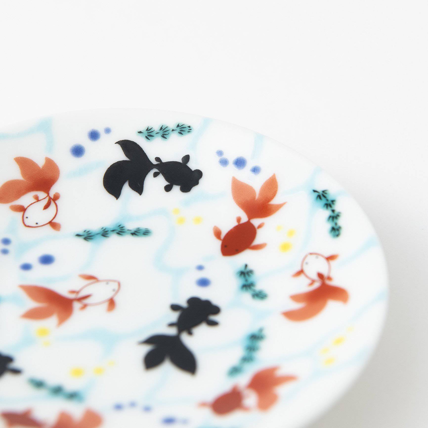 Seikou Kiln Goldfish Kutani Sauce Plate - MUSUBI KILN - Quality Japanese Tableware and Gift