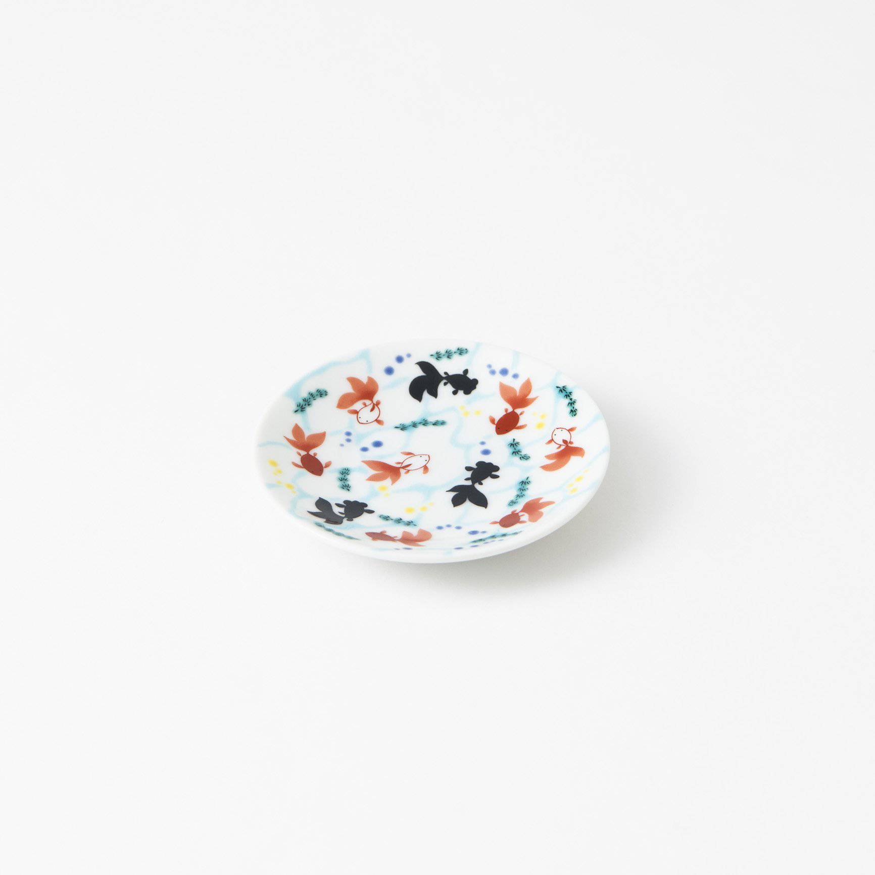 Seikou Kiln Goldfish Kutani Sauce Plate - MUSUBI KILN - Quality Japanese Tableware and Gift