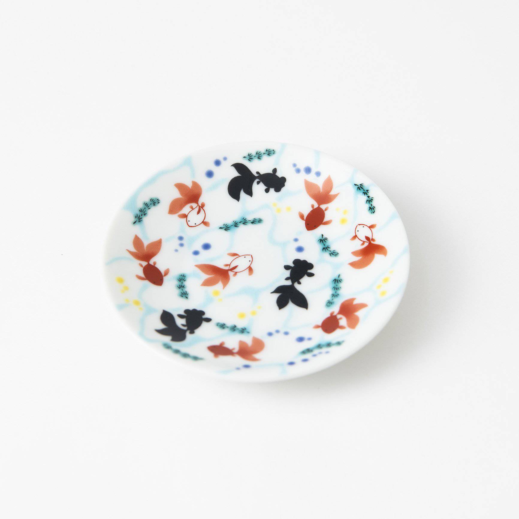 Seikou Kiln Goldfish Kutani Sauce Plate - MUSUBI KILN - Quality Japanese Tableware and Gift