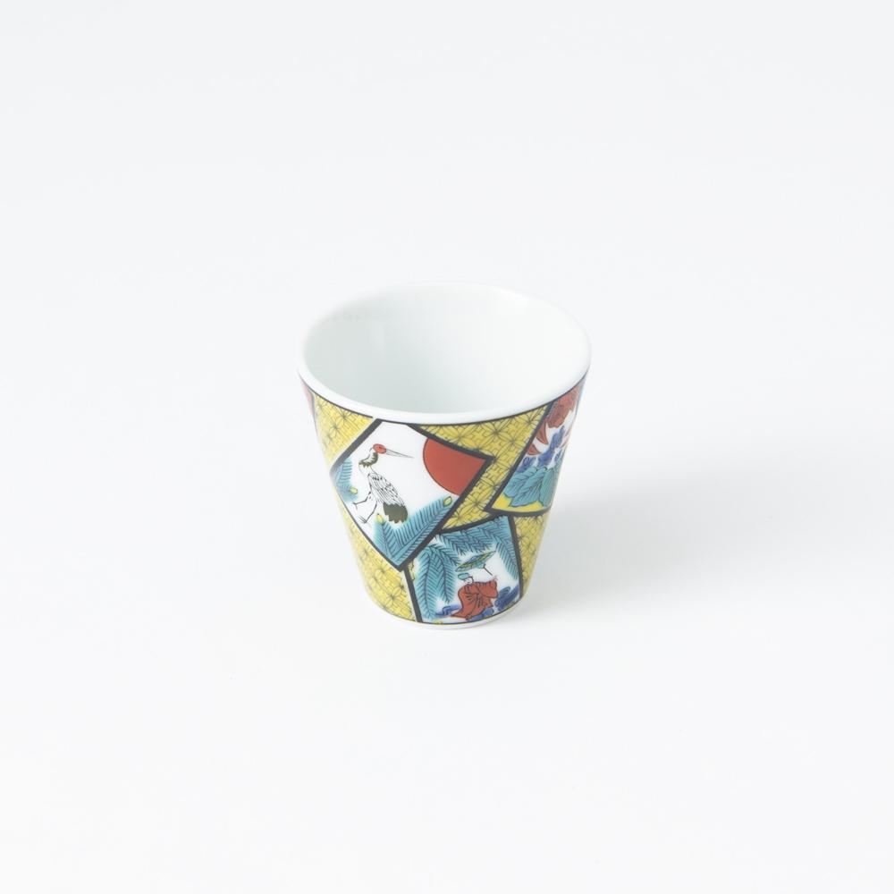 Seikou Kiln Hanafuda Kutani Ochoko Sake Cup - MUSUBI KILN - Quality Japanese Tableware and Gift