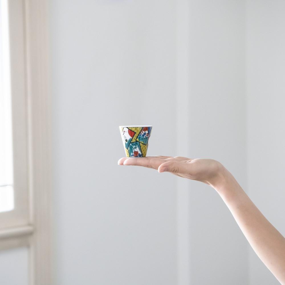 Seikou Kiln Hanafuda Kutani Ochoko Sake Cup - MUSUBI KILN - Quality Japanese Tableware and Gift