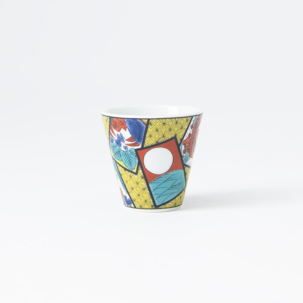 Seikou Kiln Hanafuda Kutani Ochoko Sake Cup - MUSUBI KILN - Quality Japanese Tableware and Gift