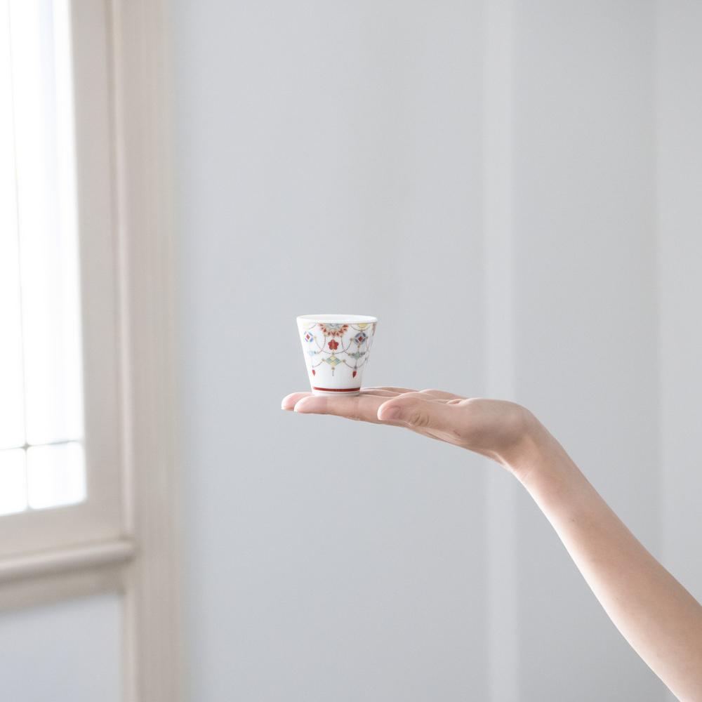 Seikou Kiln Jewelry Pattern Kutani Ochoko Sake Cup - MUSUBI KILN - Quality Japanese Tableware and Gift