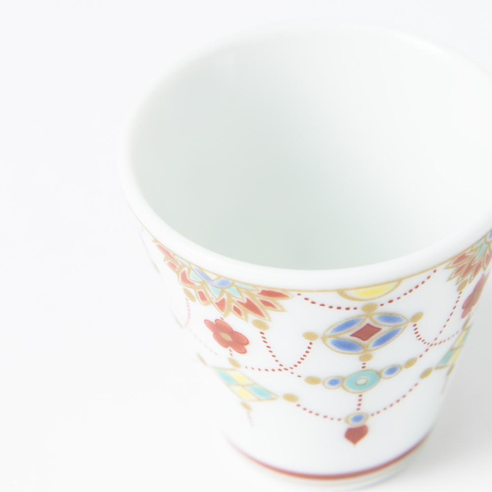 Seikou Kiln Jewelry Pattern Kutani Ochoko Sake Cup - MUSUBI KILN - Quality Japanese Tableware and Gift