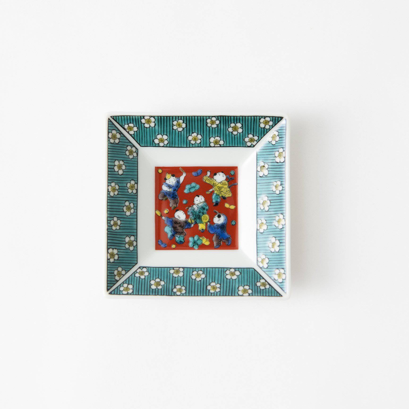 Seikou Kiln Jidai Kutani Square Sauce Plate Set - MUSUBI KILN - Quality Japanese Tableware and Gift
