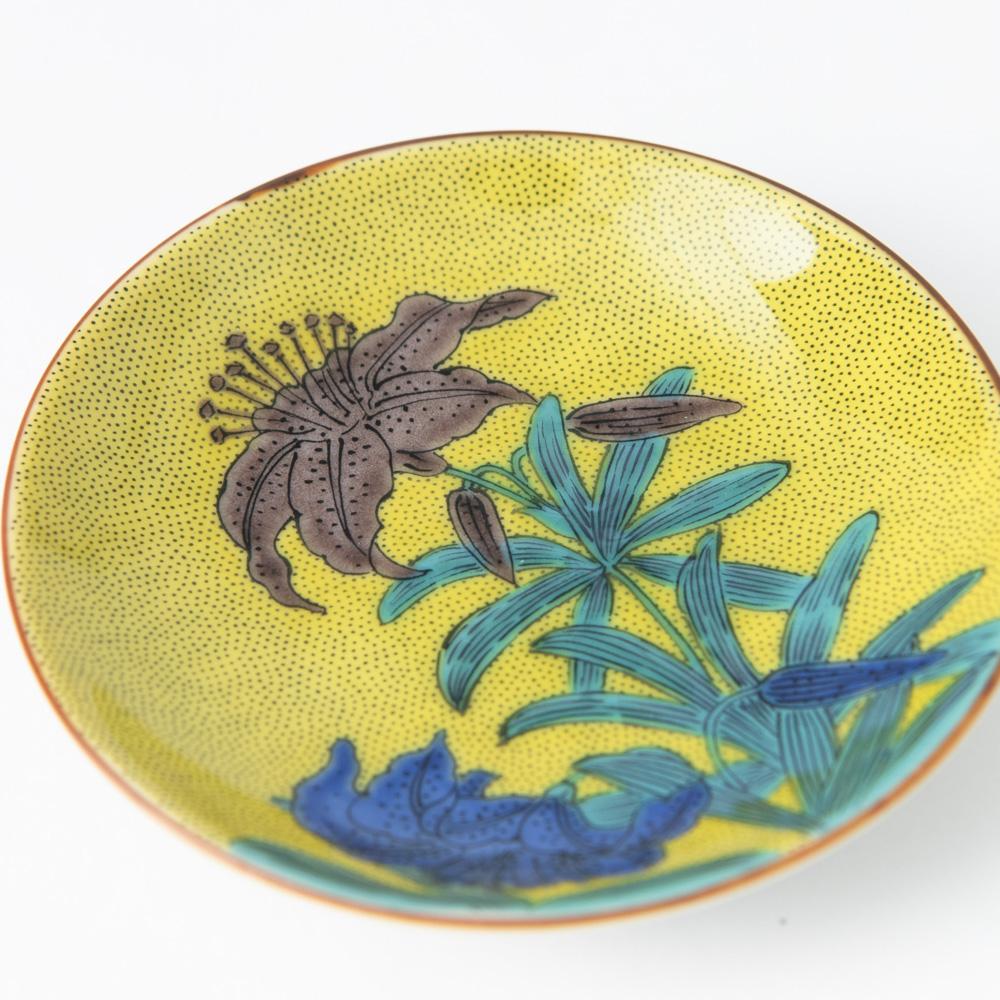 Seikou Kiln Lily Kutani Sauce Plate - MUSUBI KILN - Quality Japanese Tableware and Gift