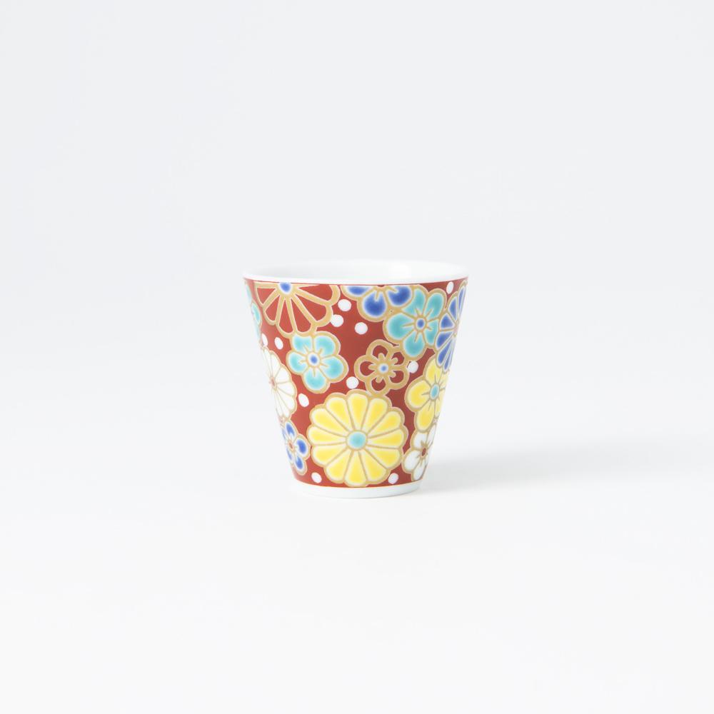 Seikou Kiln Plum and Chrysanthemum Kutani Ochoko Sake Cup - MUSUBI KILN - Quality Japanese Tableware and Gift