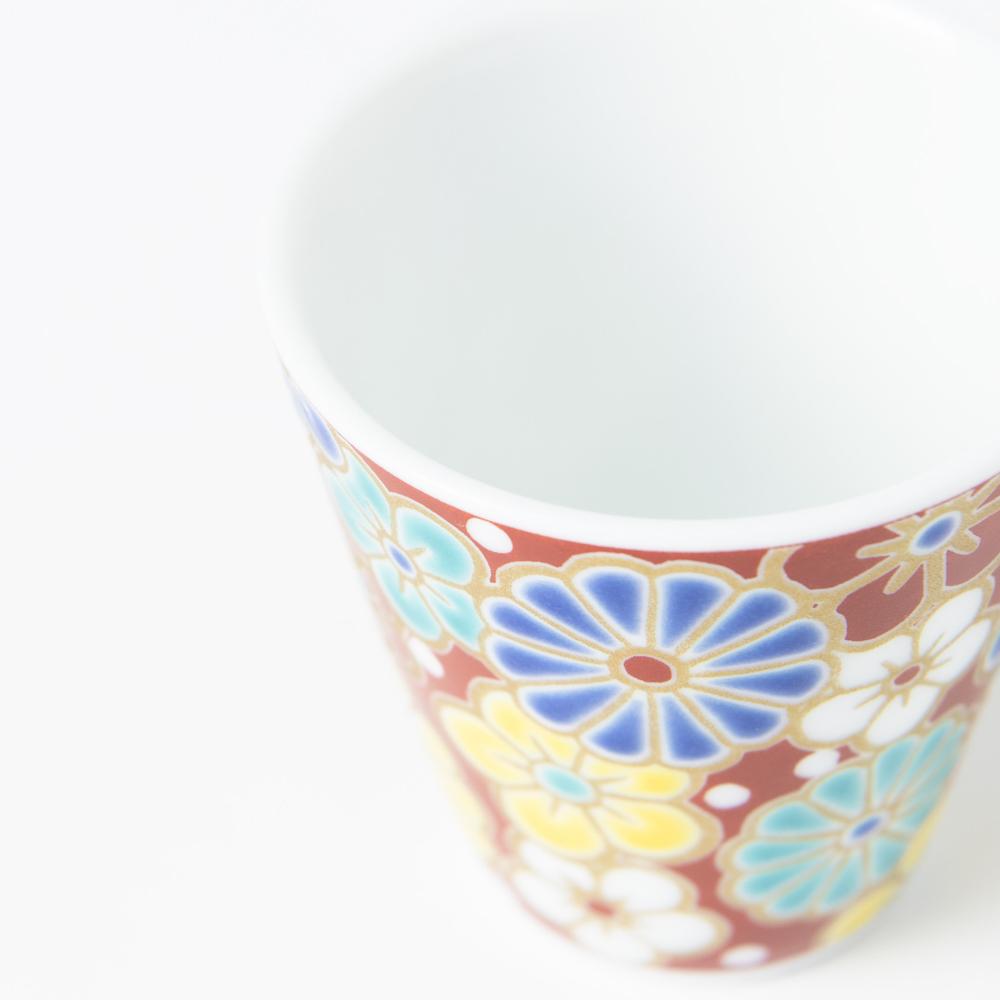 Seikou Kiln Plum and Chrysanthemum Kutani Ochoko Sake Cup - MUSUBI KILN - Quality Japanese Tableware and Gift