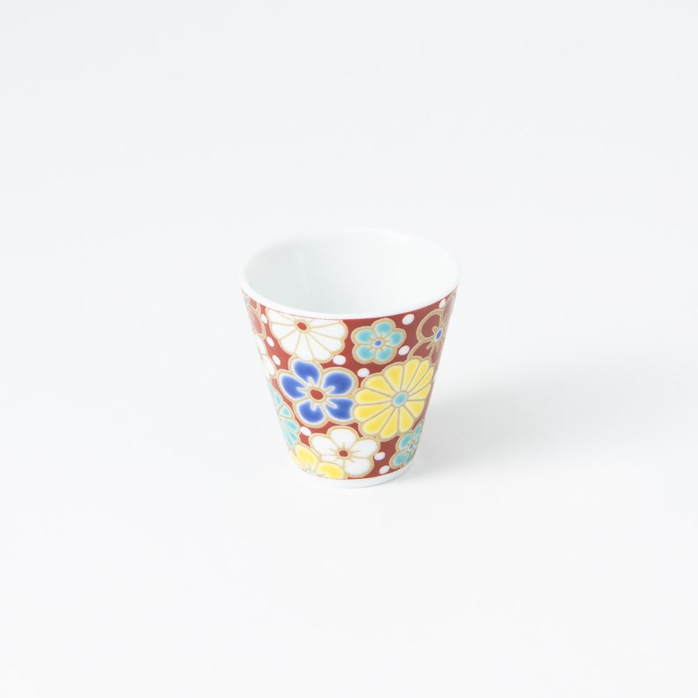 Seikou Kiln Plum and Chrysanthemum Kutani Ochoko Sake Cup - MUSUBI KILN - Quality Japanese Tableware and Gift