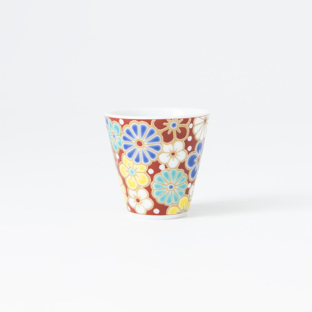 Seikou Kiln Plum and Chrysanthemum Kutani Ochoko Sake Cup - MUSUBI KILN - Quality Japanese Tableware and Gift