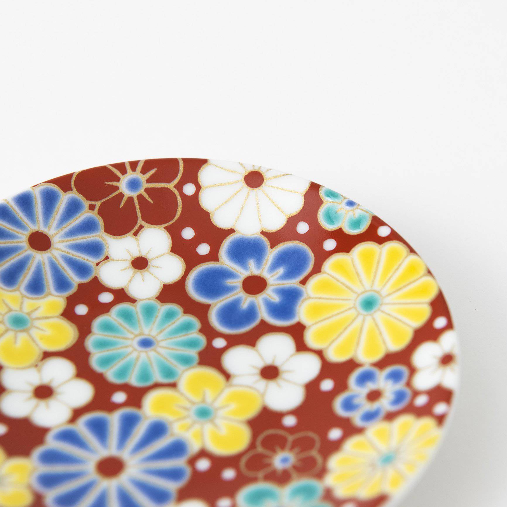Seikou Kiln Plum and Chrysanthemum Kutani Sauce Plate - MUSUBI KILN - Quality Japanese Tableware and Gift