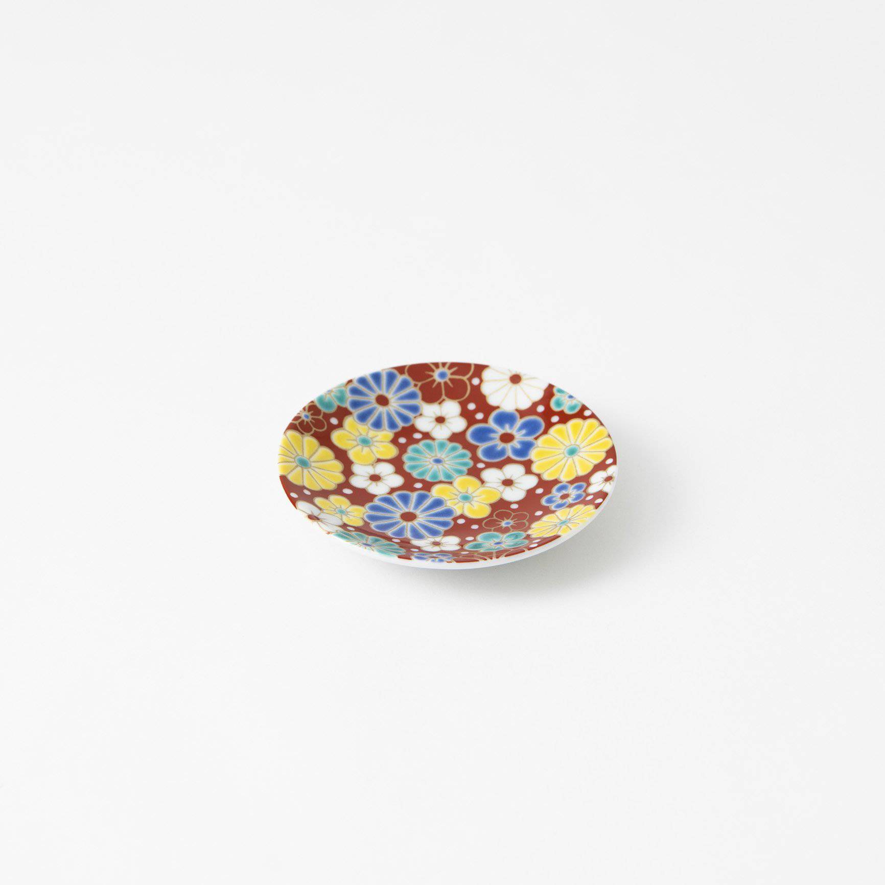 Seikou Kiln Plum and Chrysanthemum Kutani Sauce Plate - MUSUBI KILN - Quality Japanese Tableware and Gift