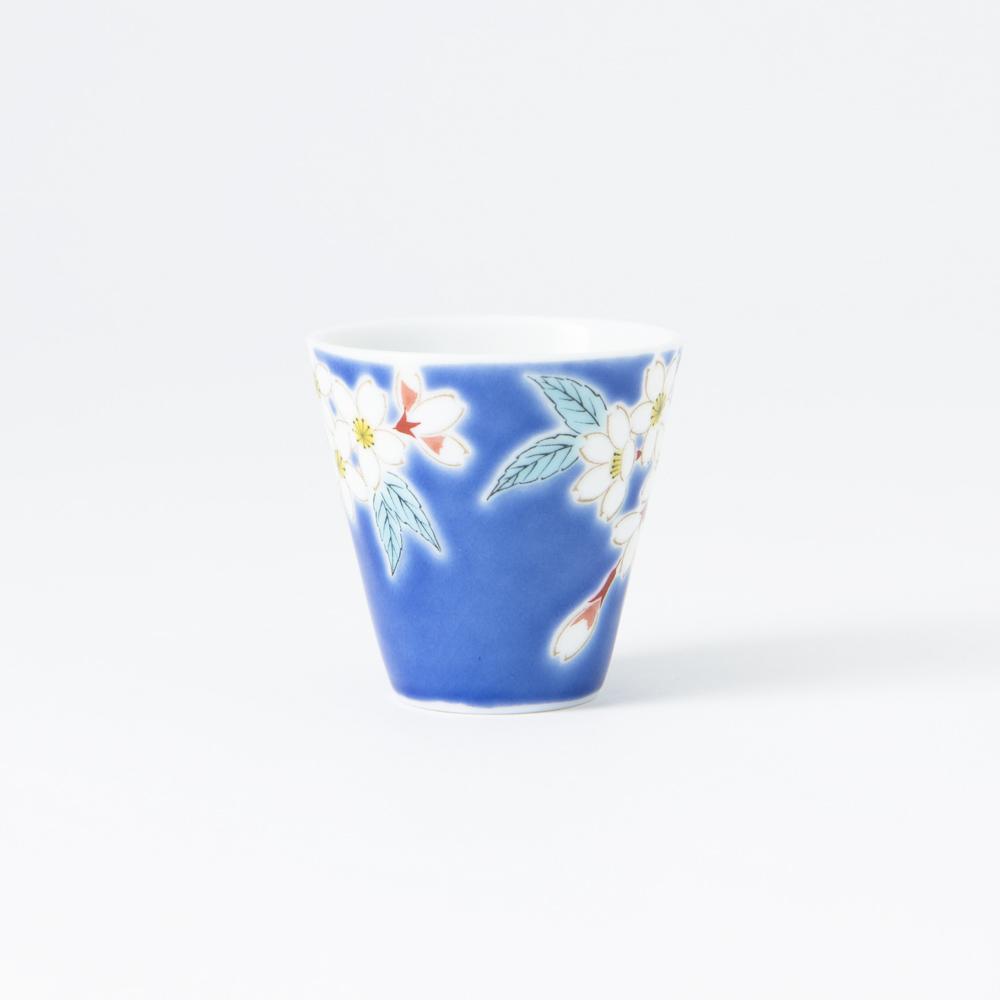 Seikou Kiln Sakura Kutani Ochoko Sake Cup - MUSUBI KILN - Quality Japanese Tableware and Gift