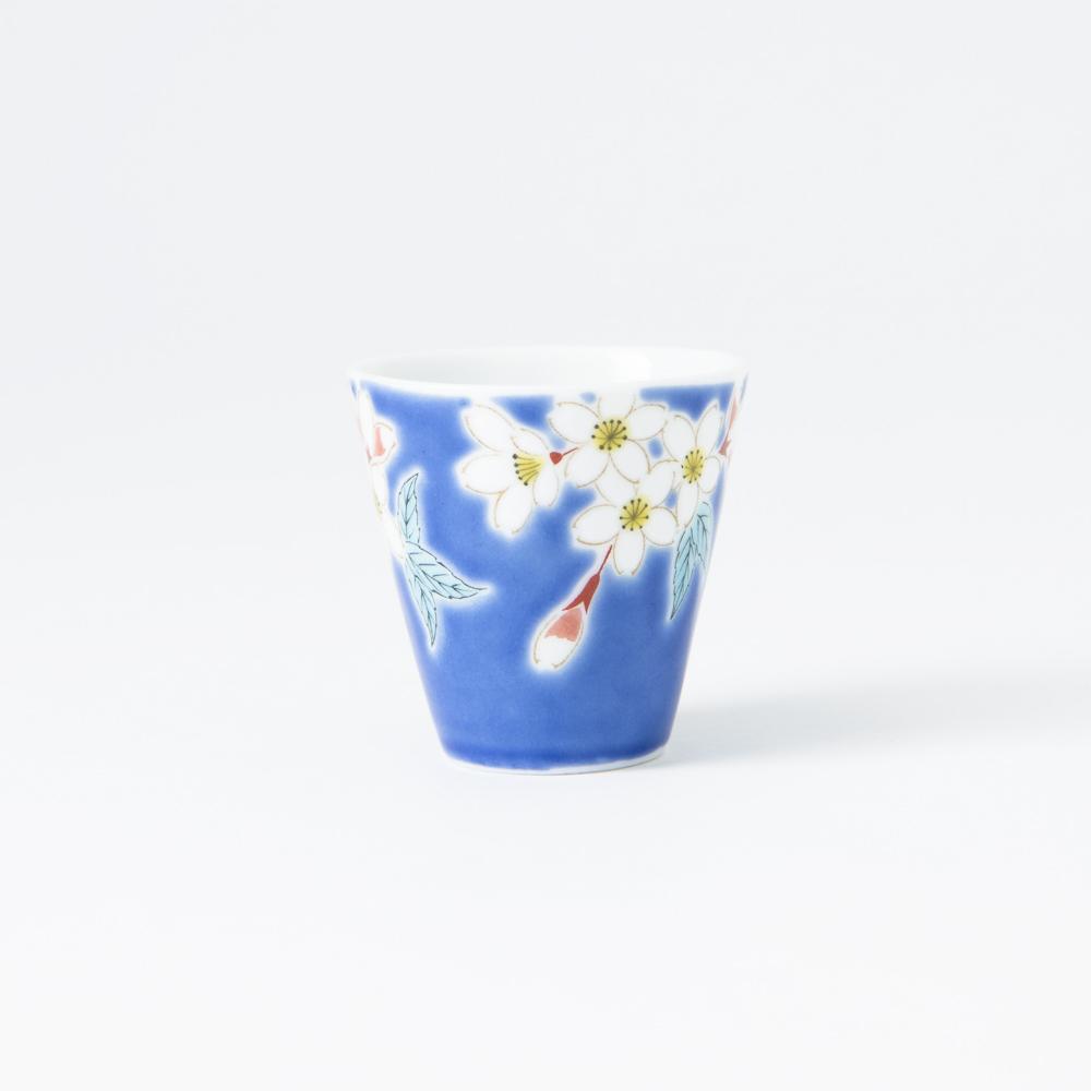 Seikou Kiln Sakura Kutani Ochoko Sake Cup - MUSUBI KILN - Quality Japanese Tableware and Gift