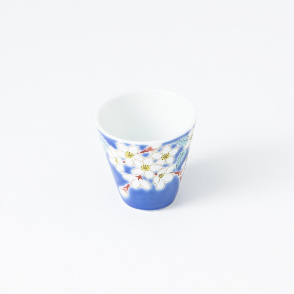 Seikou Kiln Sakura Kutani Ochoko Sake Cup - MUSUBI KILN - Quality Japanese Tableware and Gift