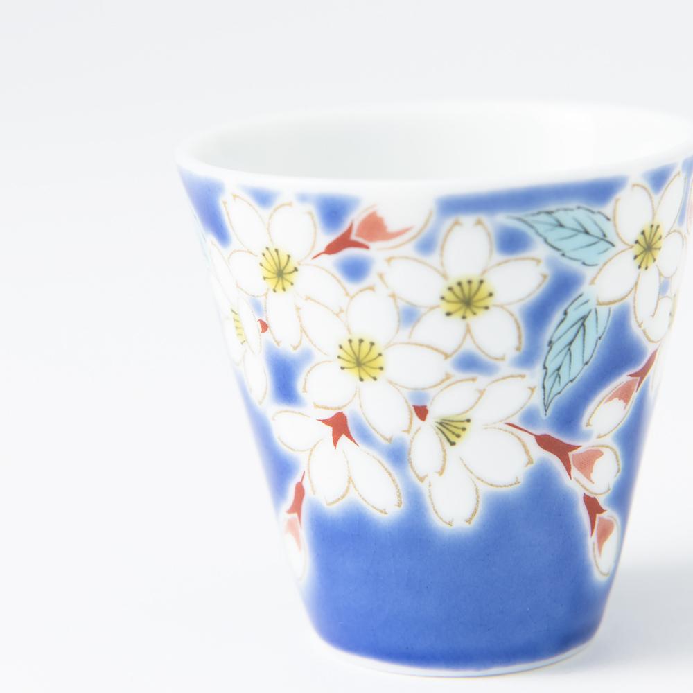 Seikou Kiln Sakura Kutani Ochoko Sake Cup - MUSUBI KILN - Quality Japanese Tableware and Gift