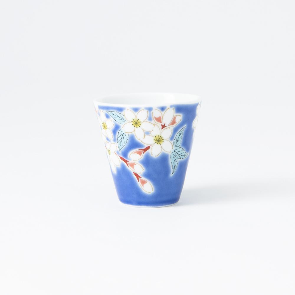 Seikou Kiln Sakura Kutani Ochoko Sake Cup - MUSUBI KILN - Quality Japanese Tableware and Gift