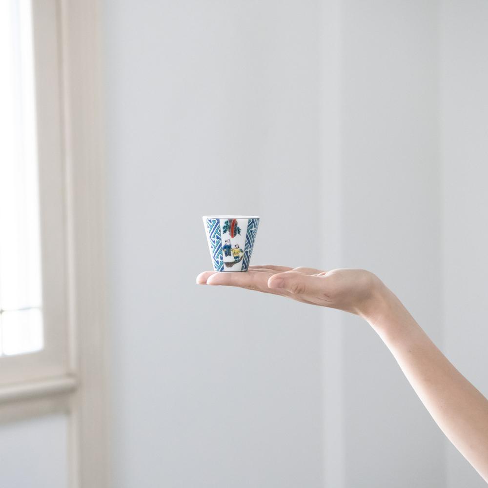 Seikou Kiln Saya - gata and Children Kutani Ochoko Sake Cup - MUSUBI KILN - Quality Japanese Tableware and Gift