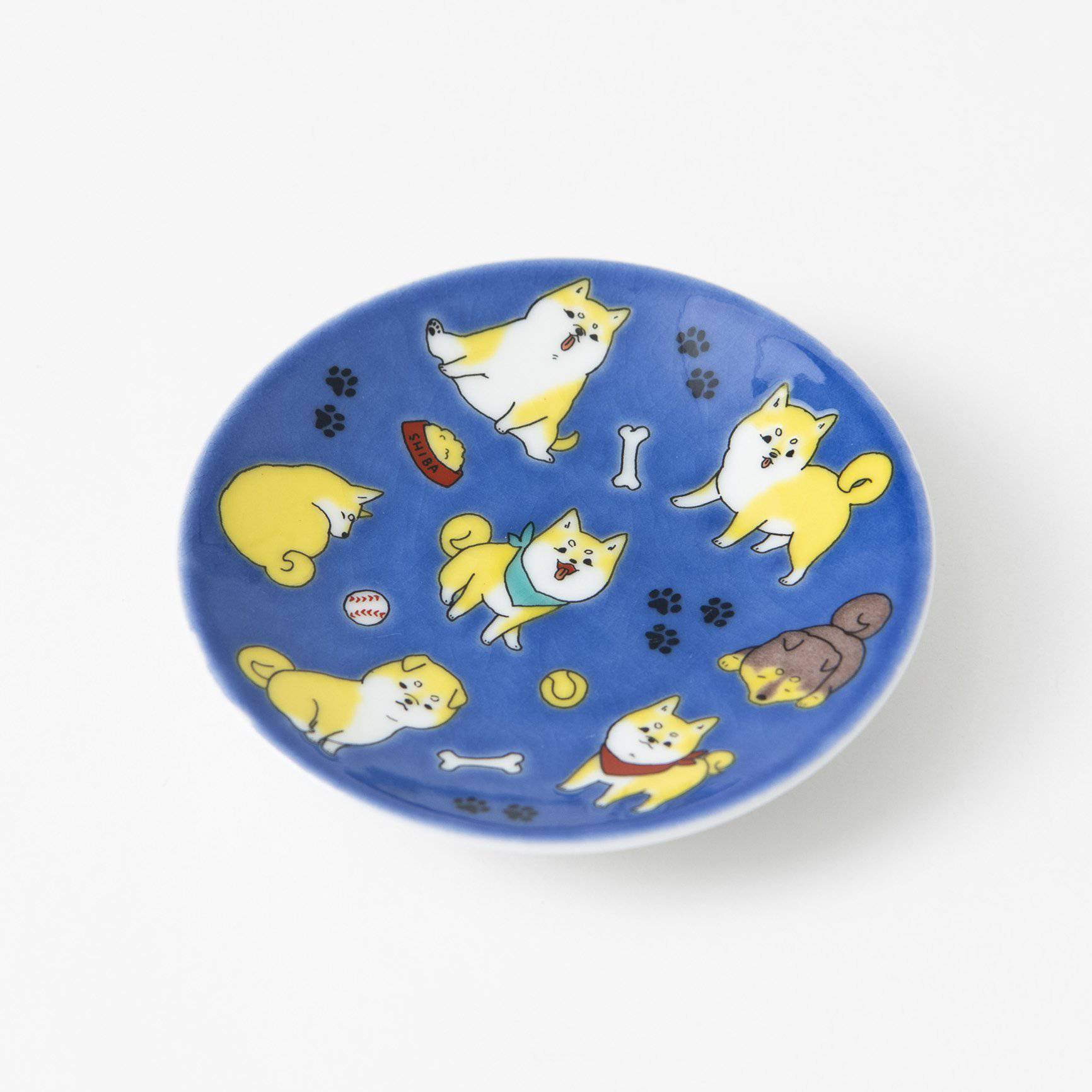 Seikou Kiln Shiba Inu Kutani Sauce Plate - MUSUBI KILN - Quality Japanese Tableware and Gift